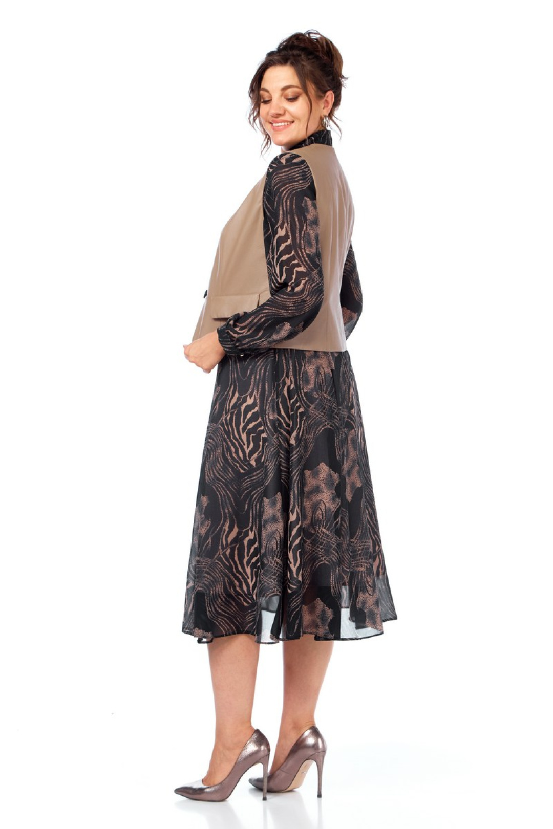 Костюм Милора Стиль 1380 черный/капучино - фото 4