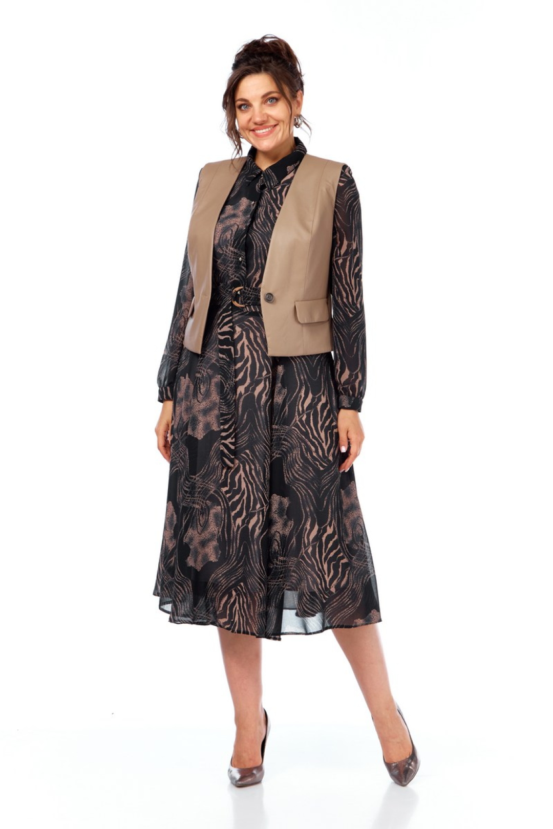 Костюм Милора Стиль 1380 черный/капучино - фото 5