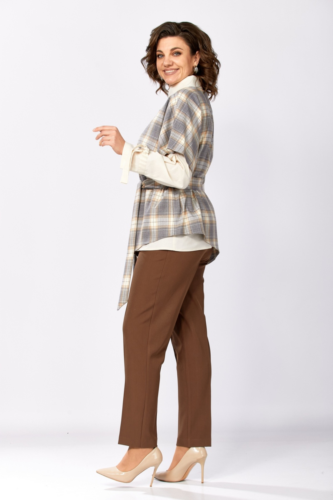 Костюм Милора Стиль 1388 серый+шоколад - фото 3