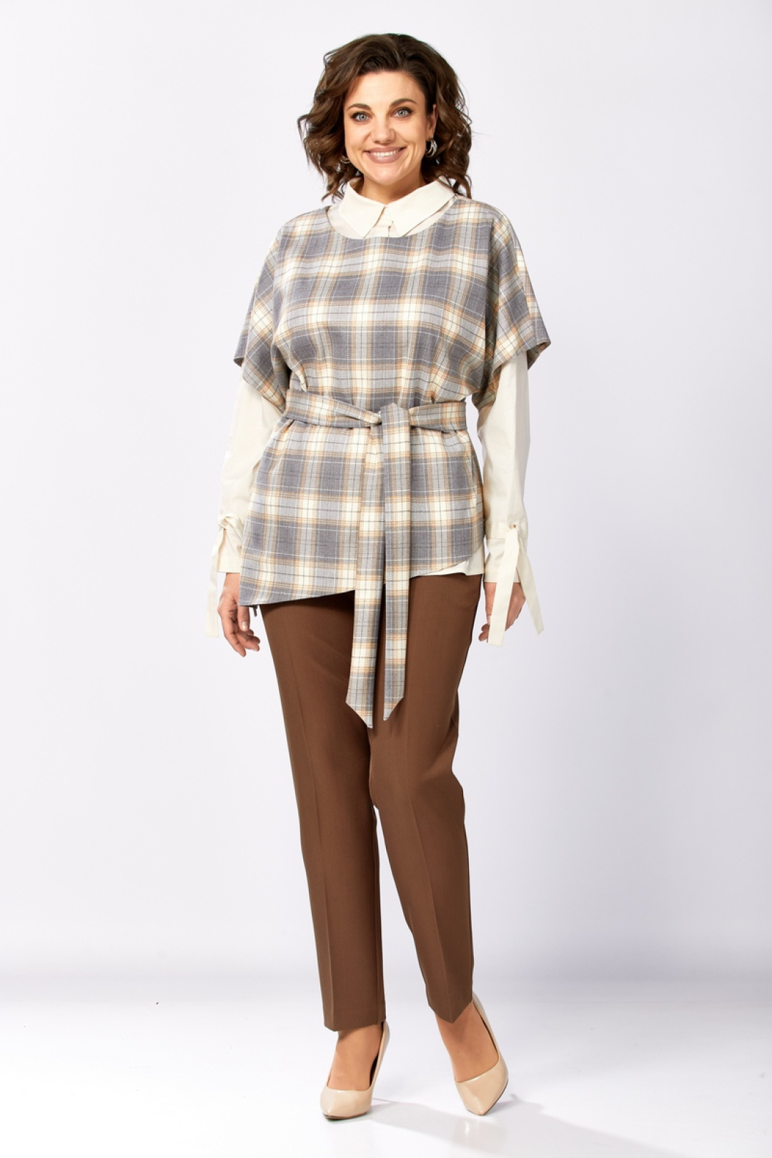 Костюм Милора Стиль 1388 серый+шоколад - фото 4