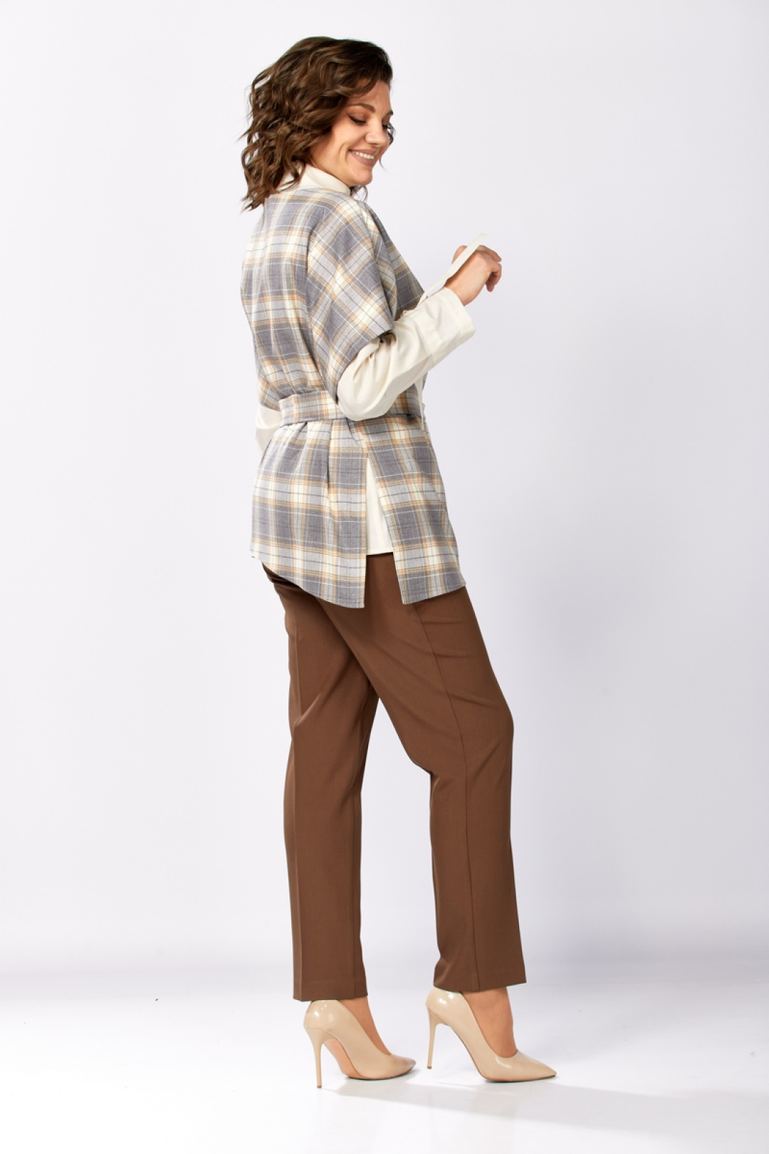 Костюм Милора Стиль 1388 серый+шоколад - фото 5