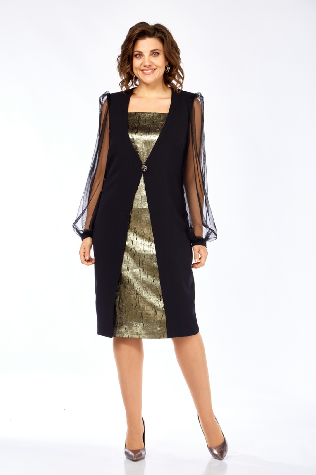 Платье Милора Стиль 1417 черный + золото - фото 1