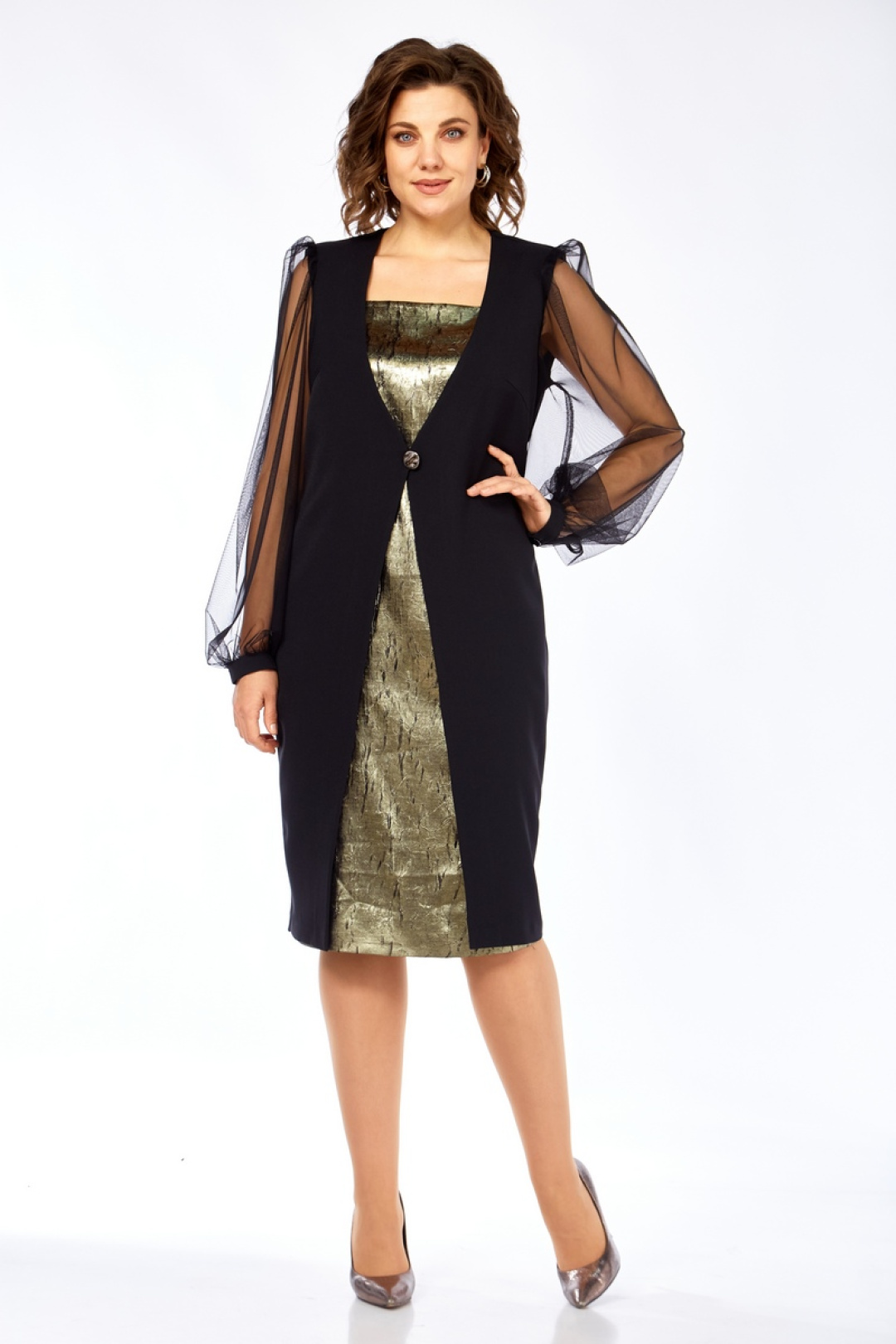 Платье Милора Стиль 1417 черный + золото - фото 3