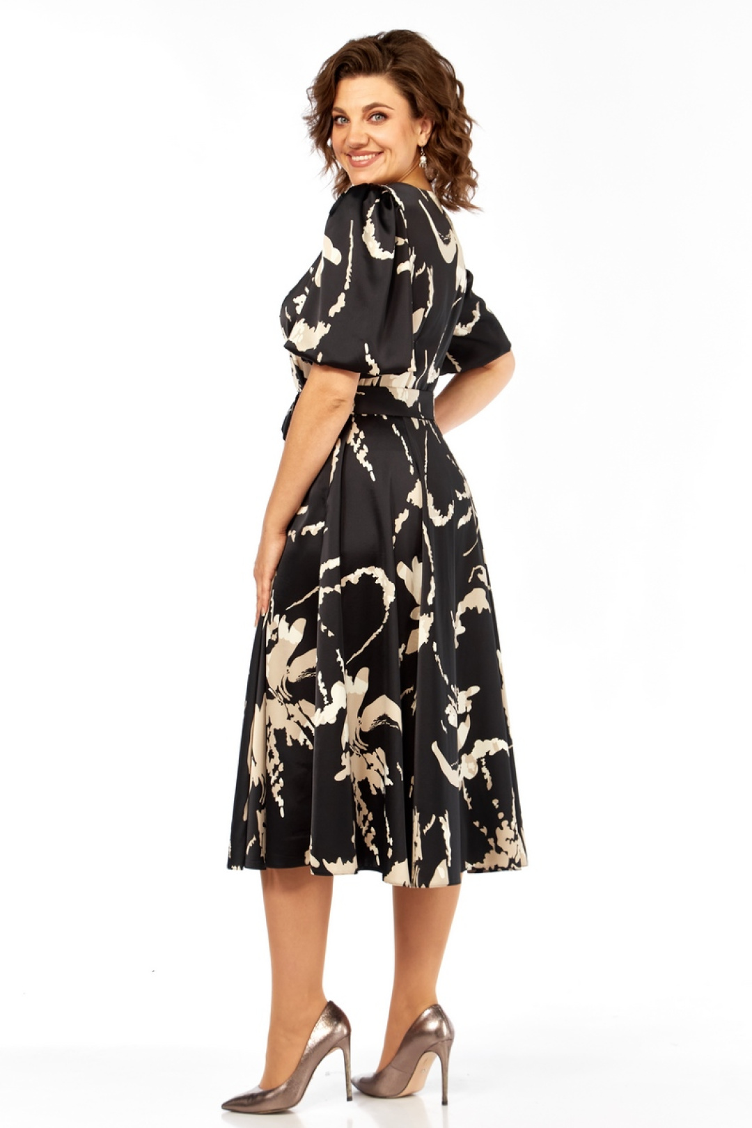 Платье Милора Стиль 1419 черный + принт - фото 3