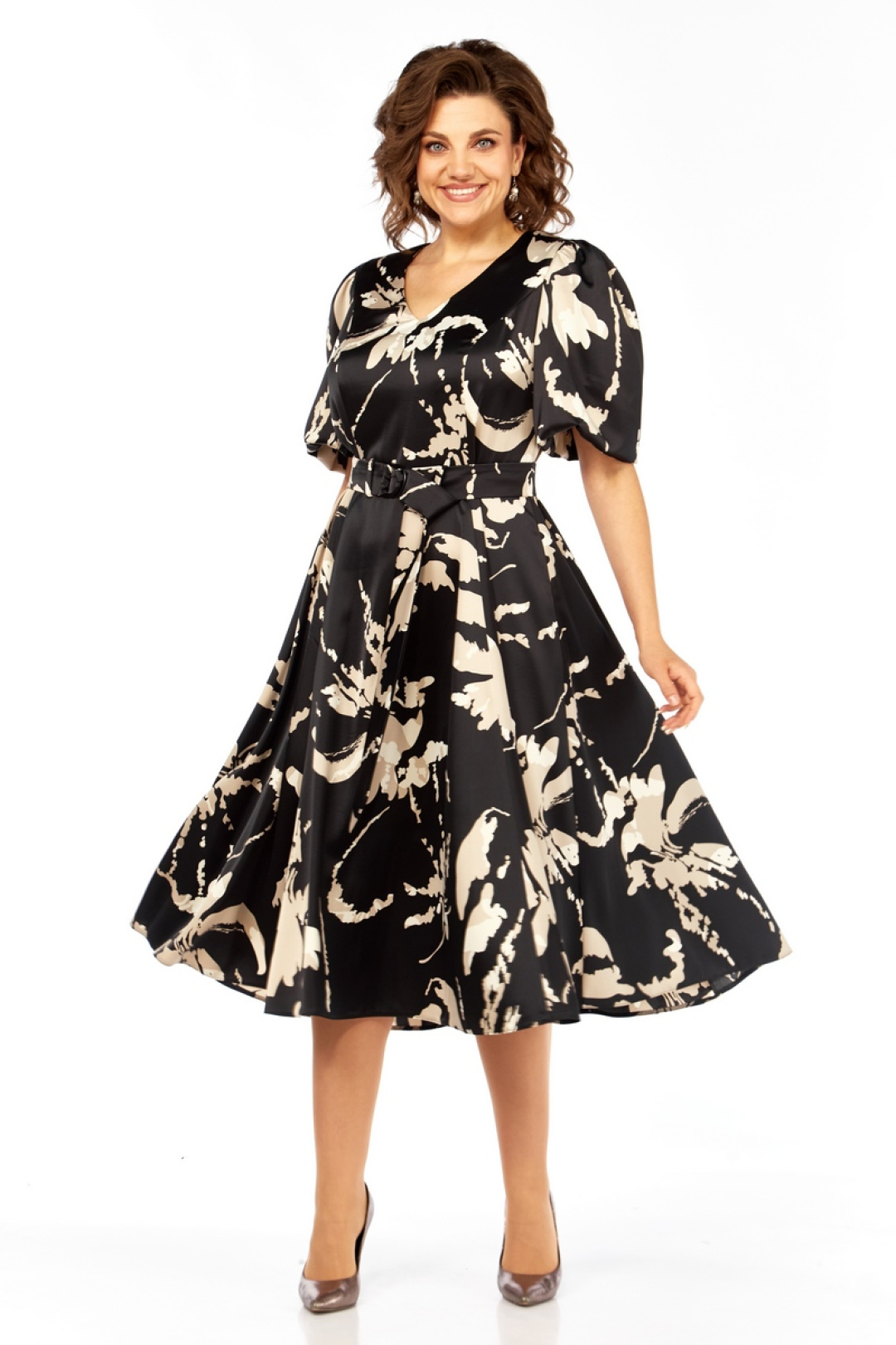 Платье Милора Стиль 1419 черный + принт - фото 4