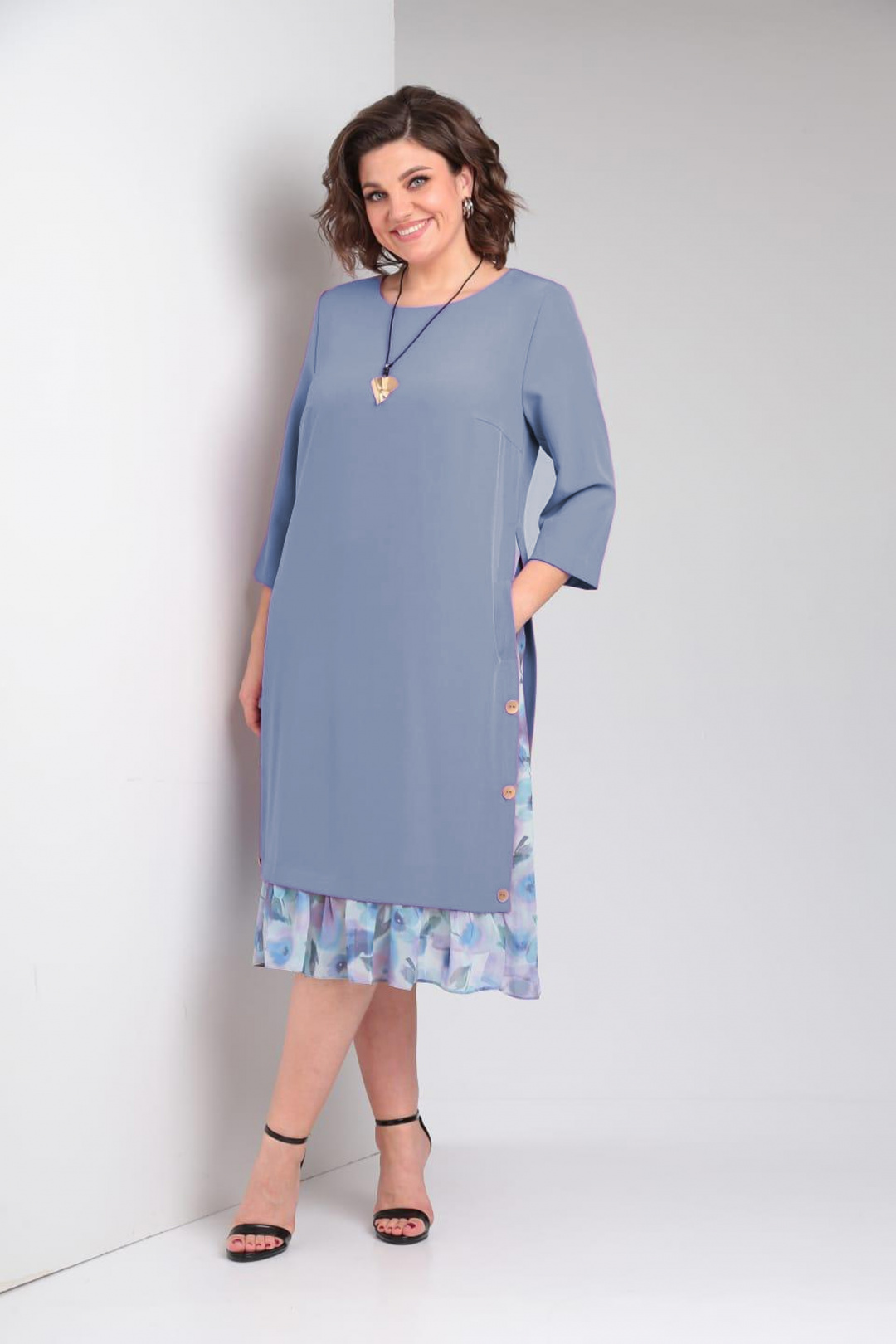 Платье Милора Стиль 758  сероголубое 