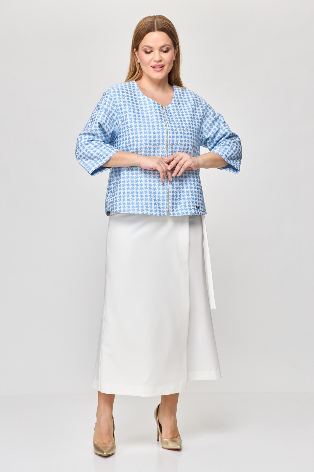 Костюм Мишель Шик 1335/1 голубой, белый - фото 3