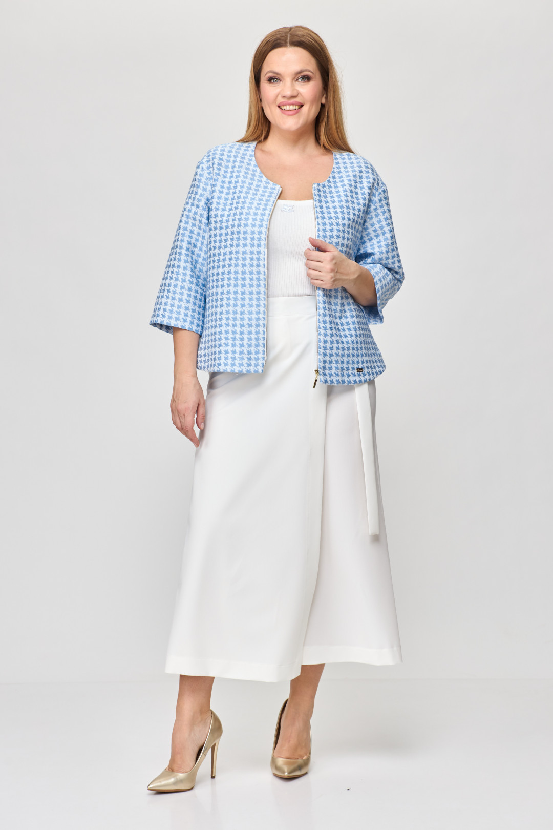 Костюм Мишель Шик 1335/1 голубой, белый - фото 5