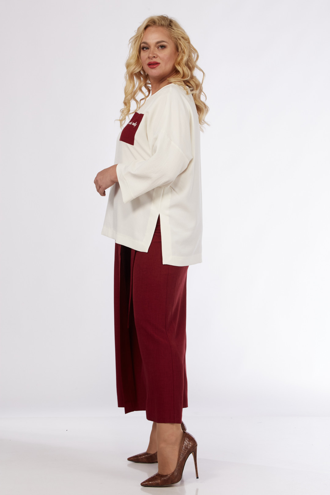 Костюм Мишель Шик 1349 молочный, бордовый - фото 3