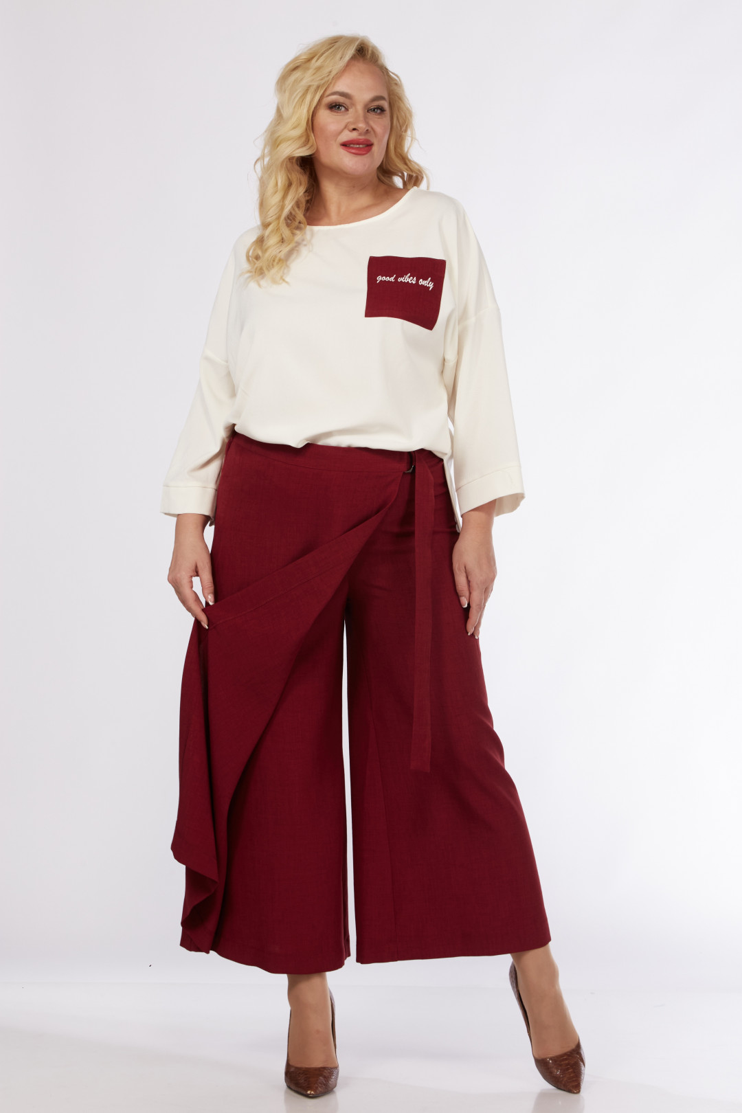 Костюм Мишель Шик 1349 молочный, бордовый - фото 4