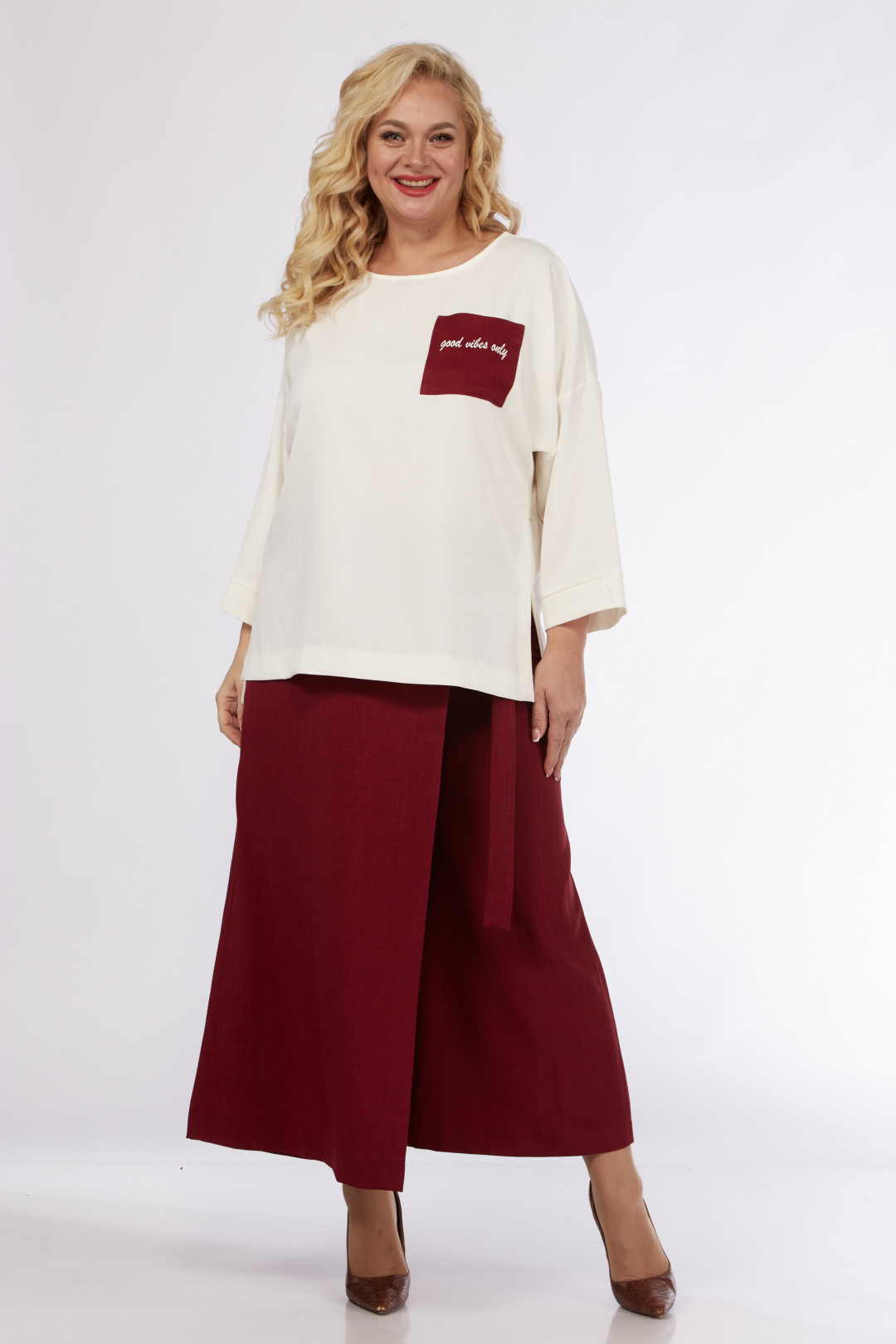 Костюм Мишель Шик 1349 молочный, бордовый - фото 5