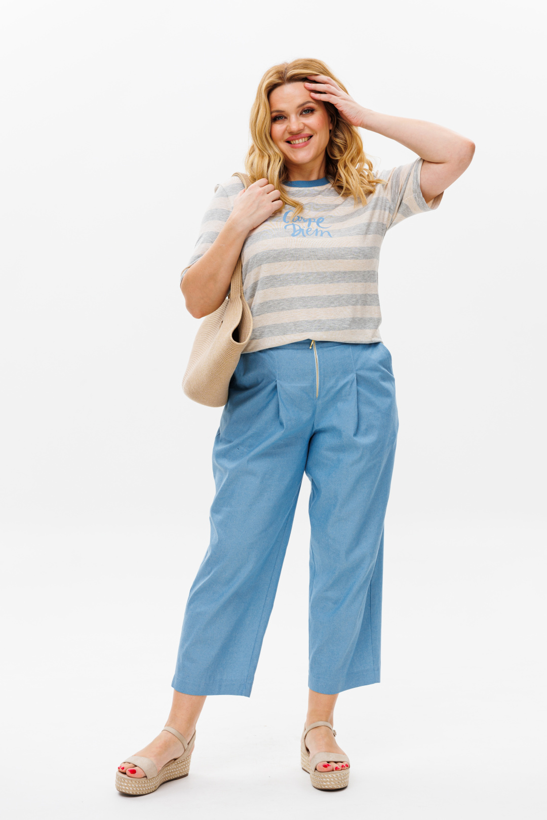 Костюм Мишель Шик 1370 голубой, серый - фото 2