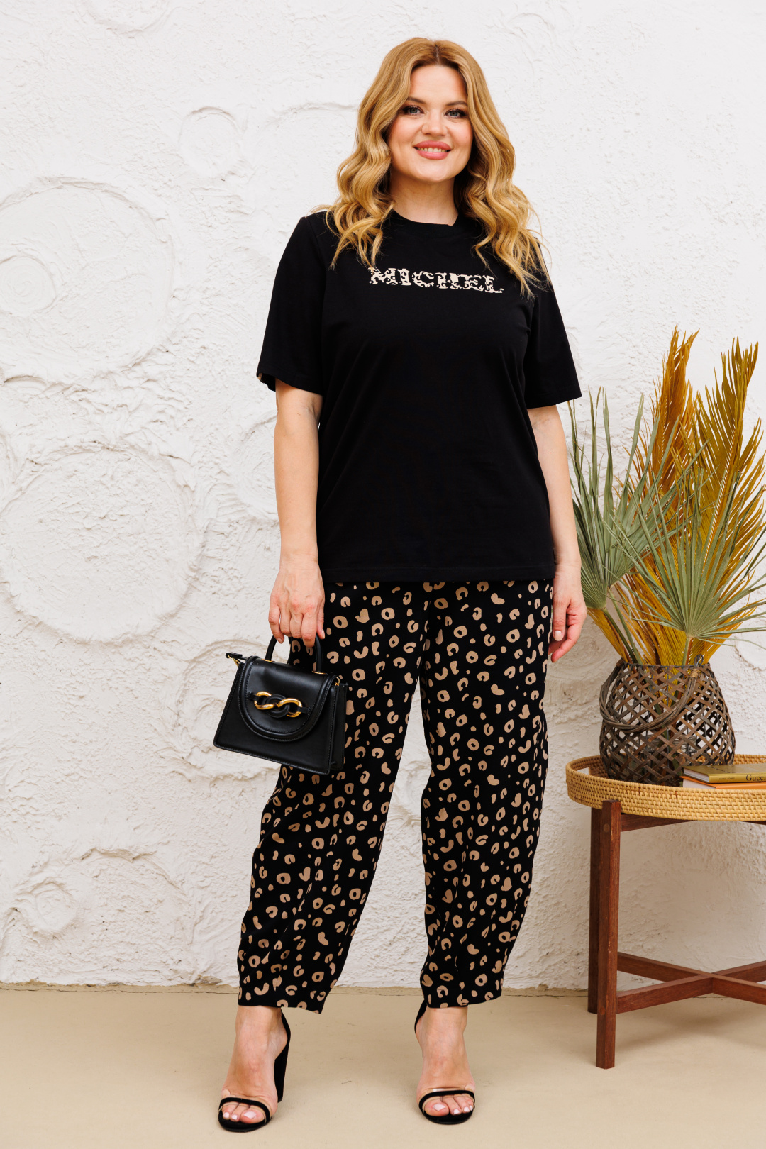 Костюм Мишель Шик 1377 черный, леопард - фото 1