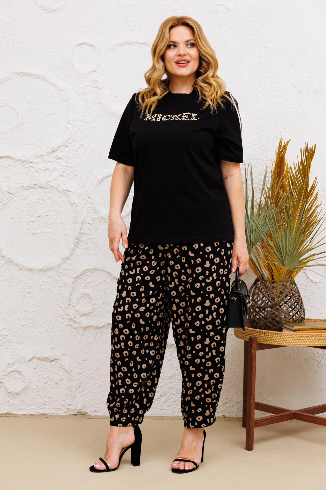 Костюм Мишель Шик 1377 черный, леопард - фото 2