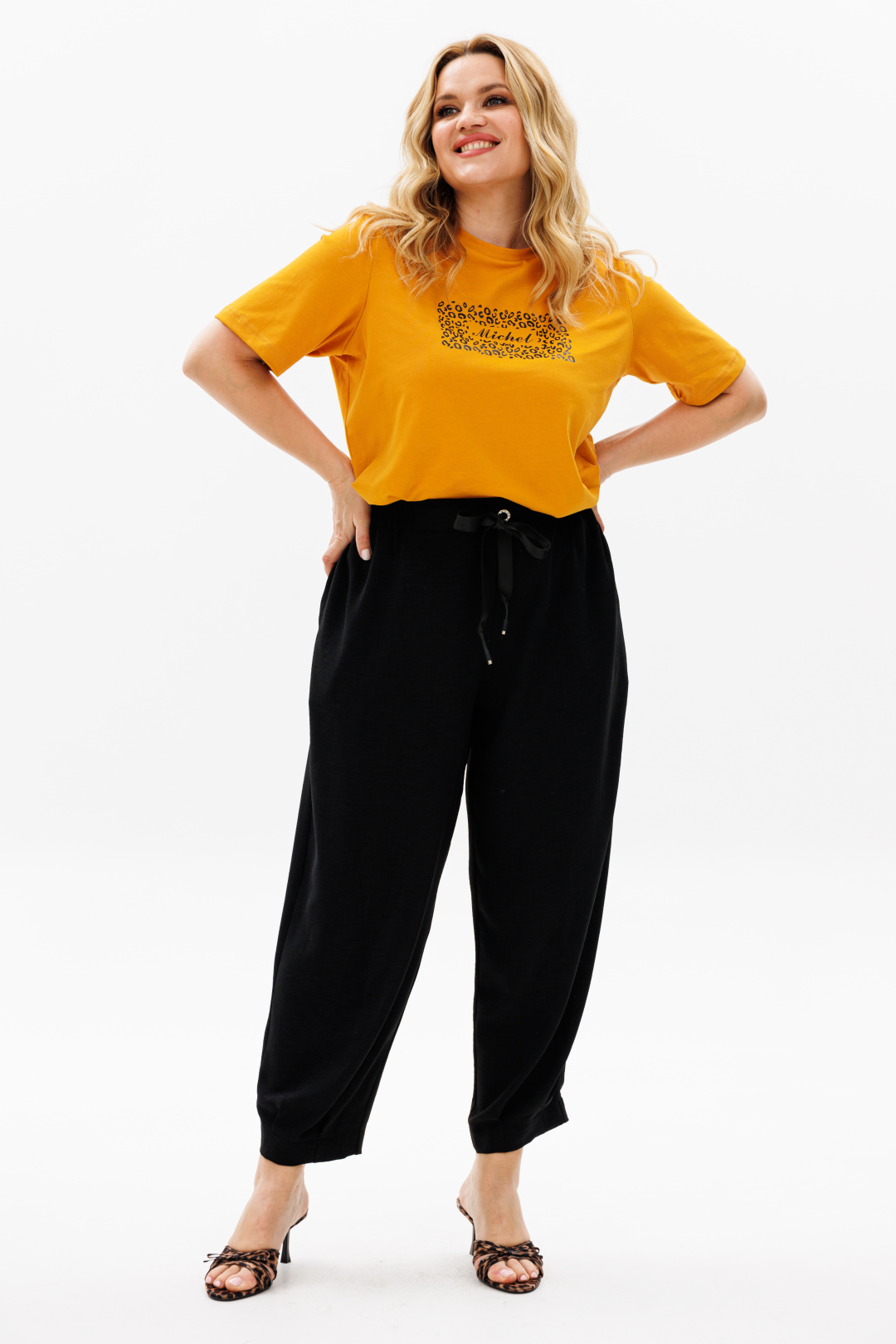 Костюм Мишель Шик 1377 горчица, черный - фото 1