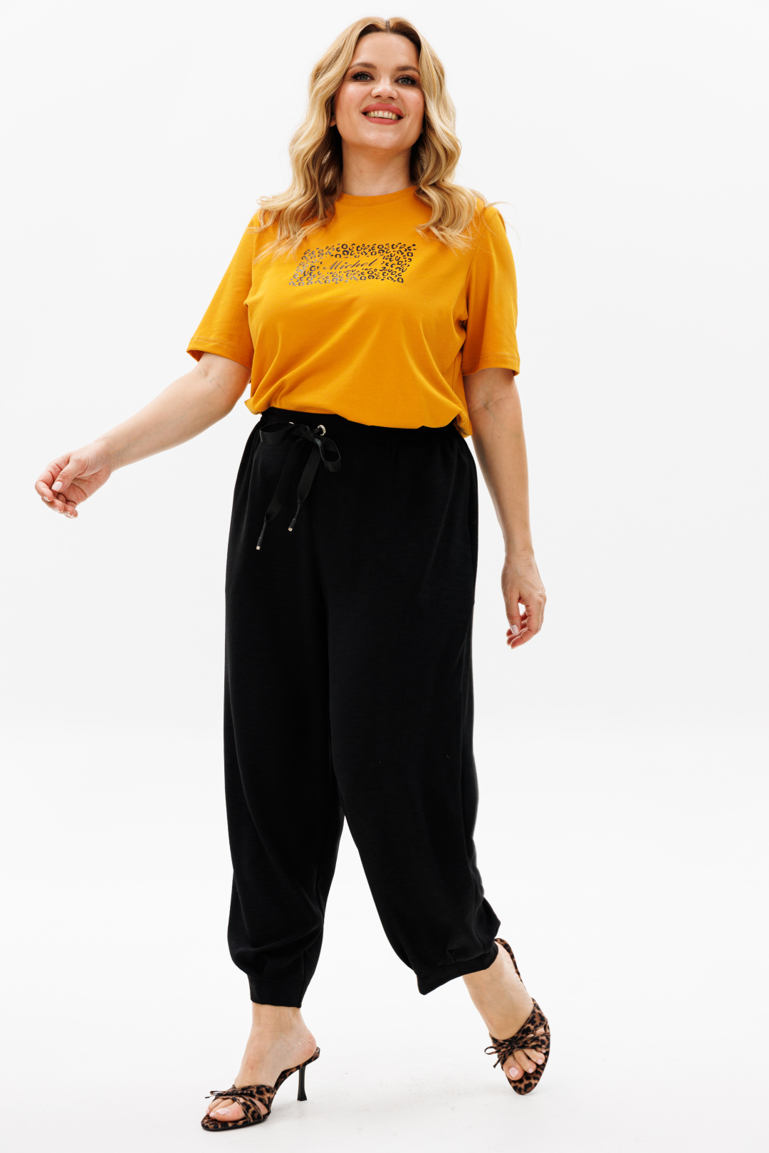 Костюм Мишель Шик 1377 горчица, черный - фото 3