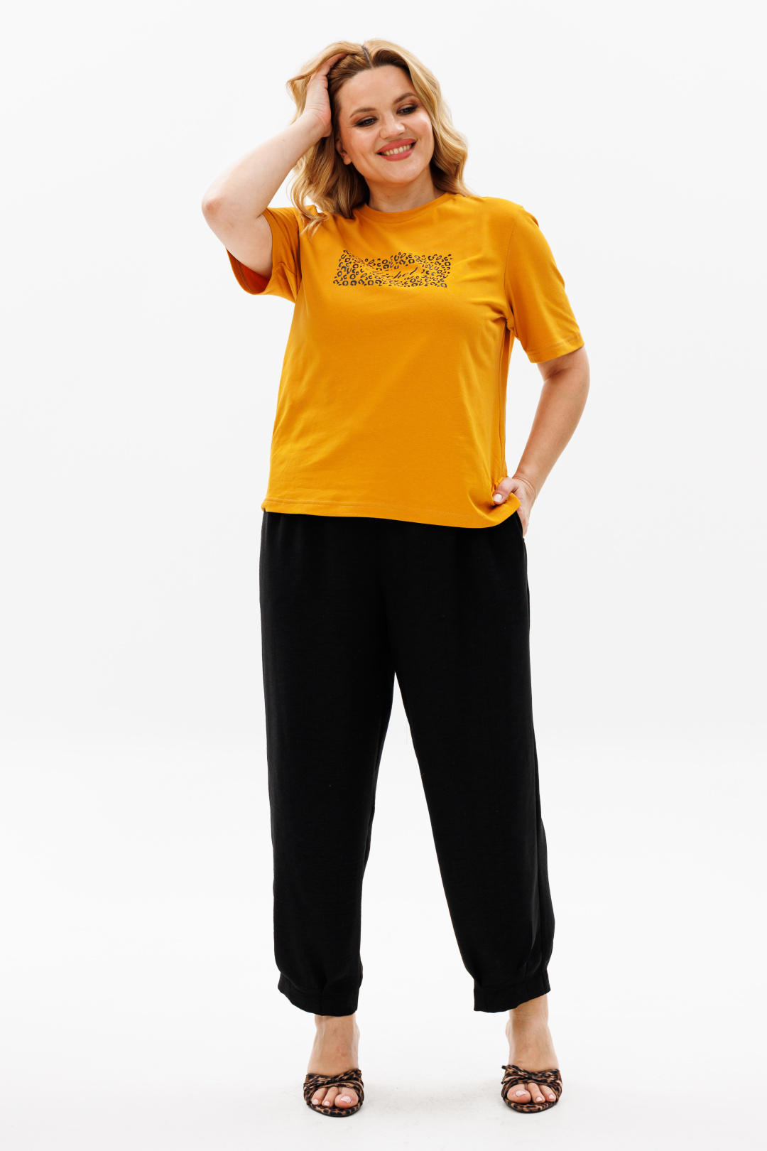 Костюм Мишель Шик 1377 горчица, черный - фото 4