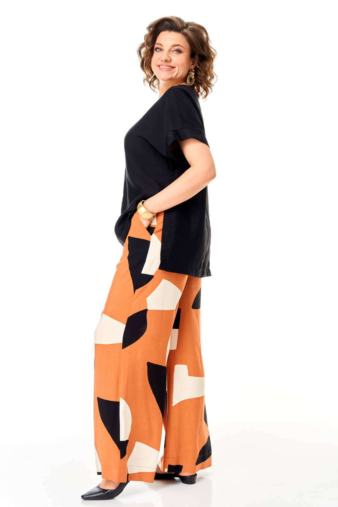 Костюм Мишель Шик 1384 рыжий + графика - фото 3