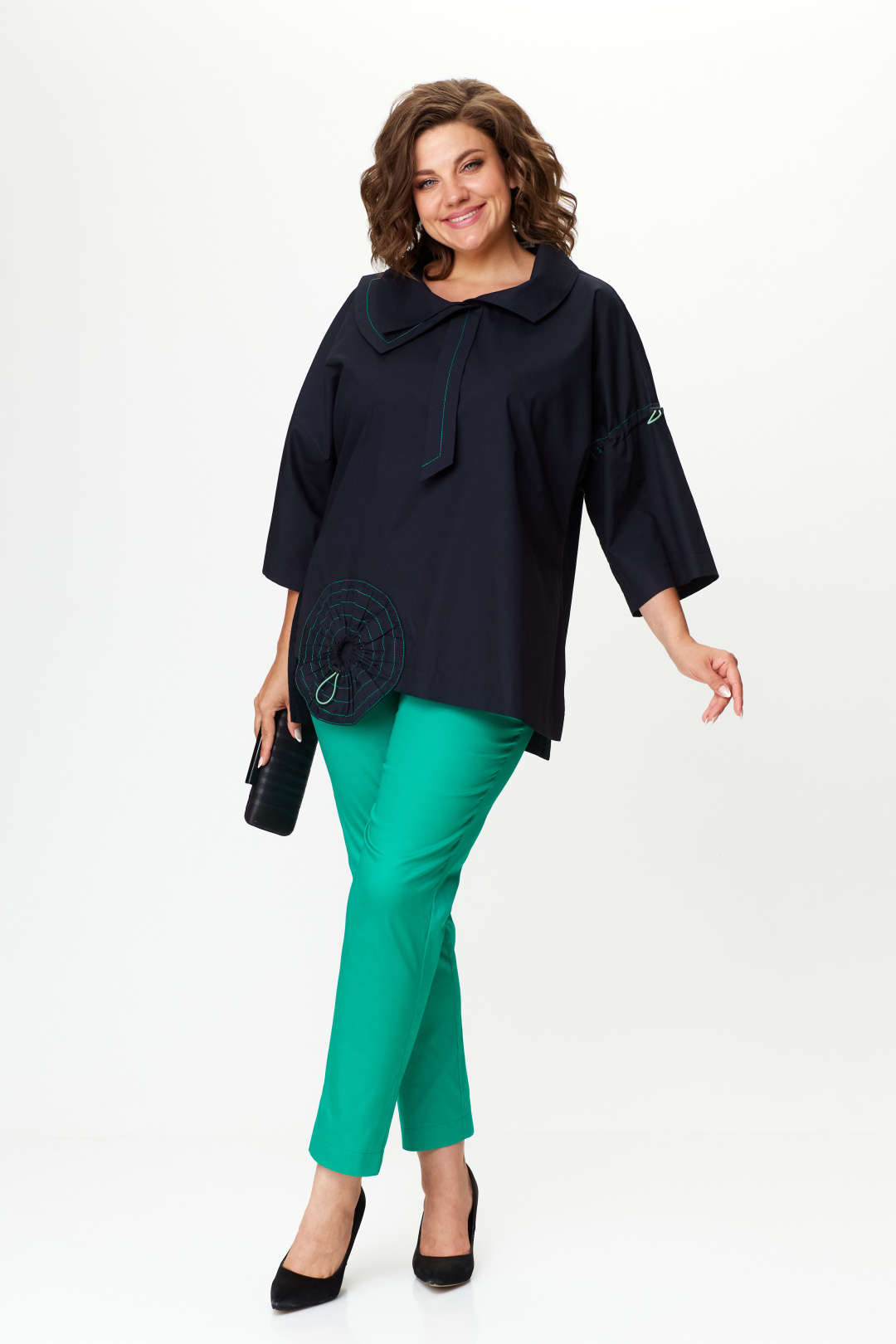 Костюм Мишель Шик 1385 черный, бирюза - фото 3