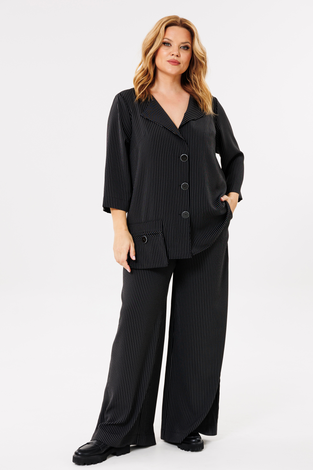 Костюм Мишель Шик 1386/1 черный, полоска - фото 2