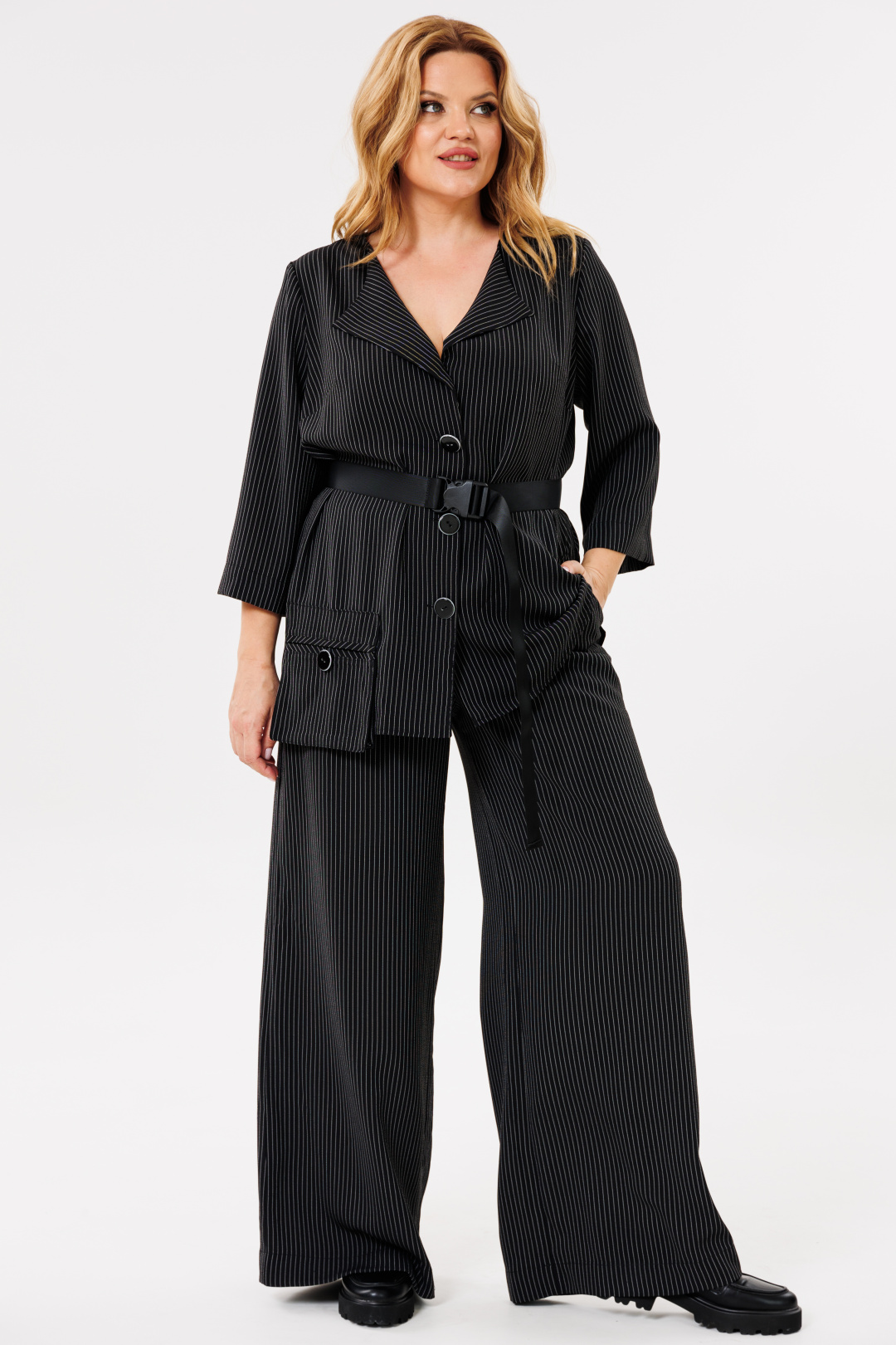 Костюм Мишель Шик 1386/1 черный, полоска - фото 4