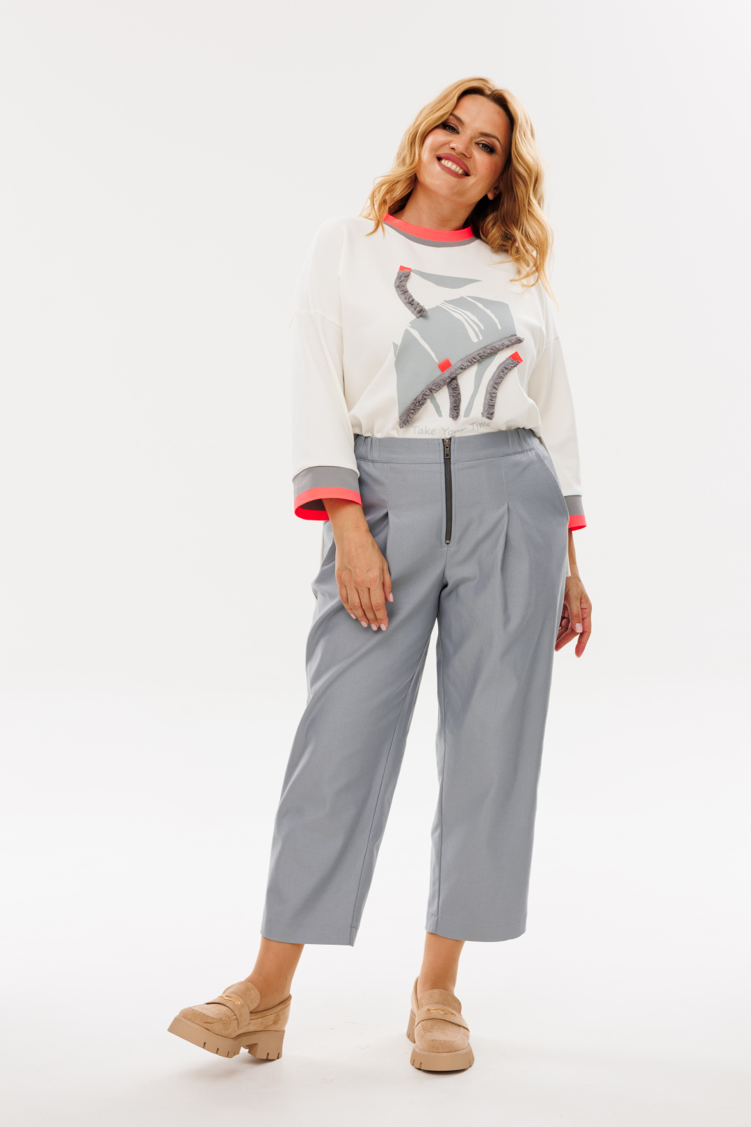 Костюм Мишель Шик 1389 серый, молоко - фото 3