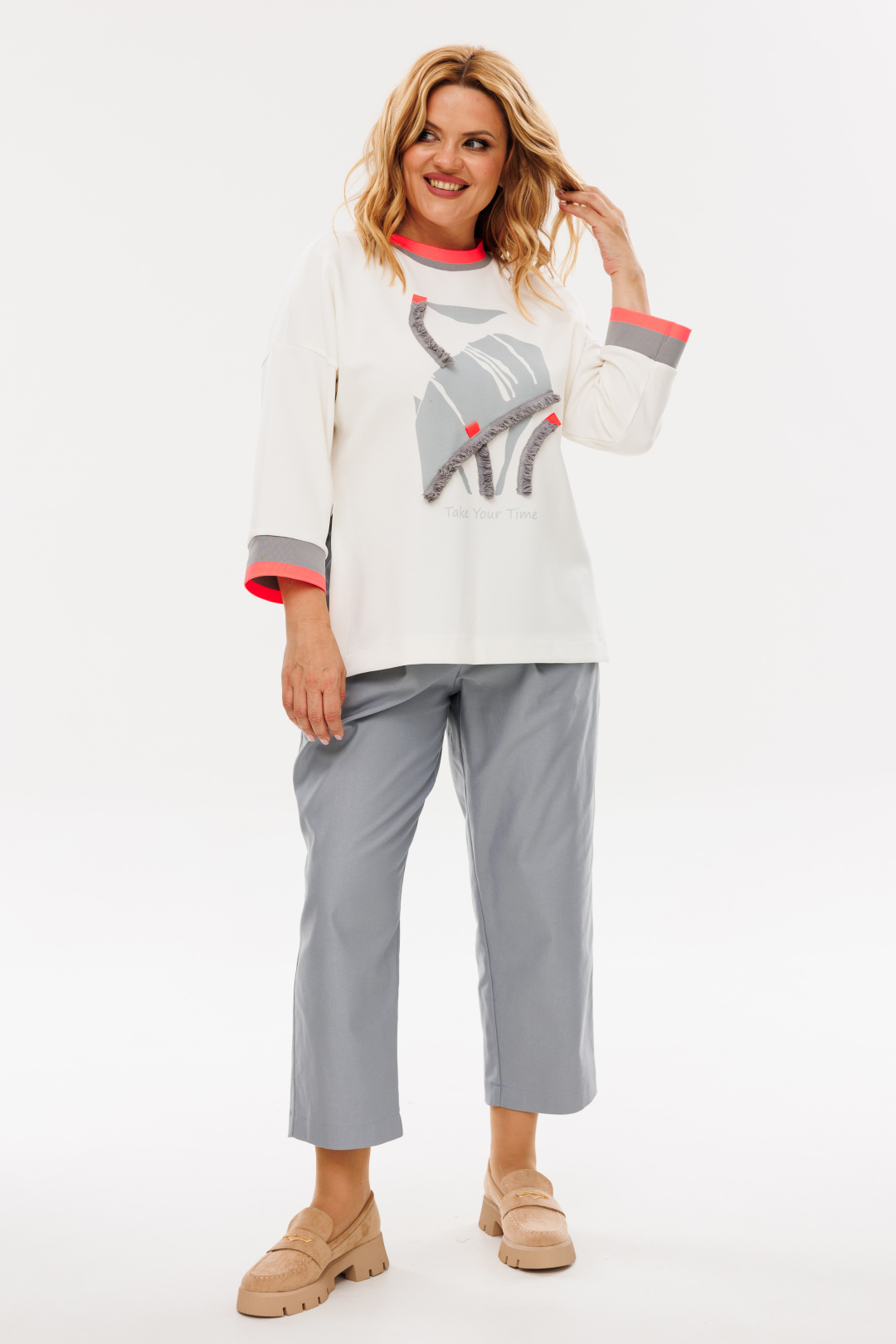 Костюм Мишель Шик 1389 серый, молоко - фото 4