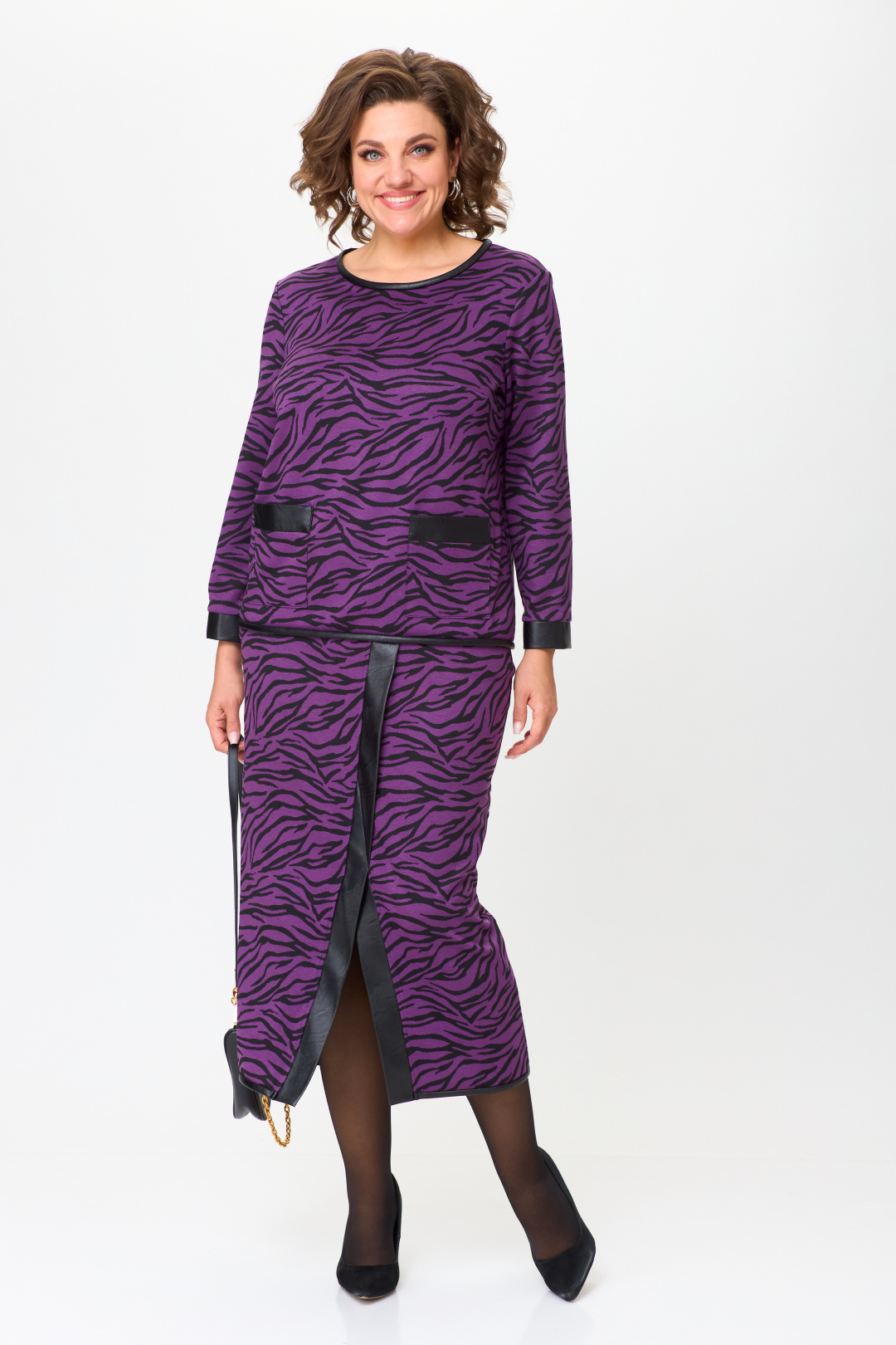 Костюм Мишель Шик 1394 фиолетовый принт - фото 1