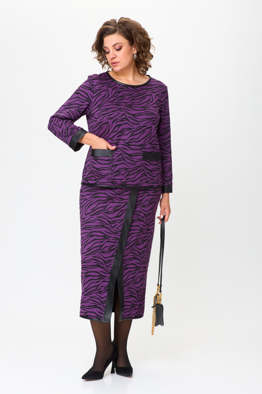 Костюм Мишель Шик 1394 фиолетовый принт - фото 2