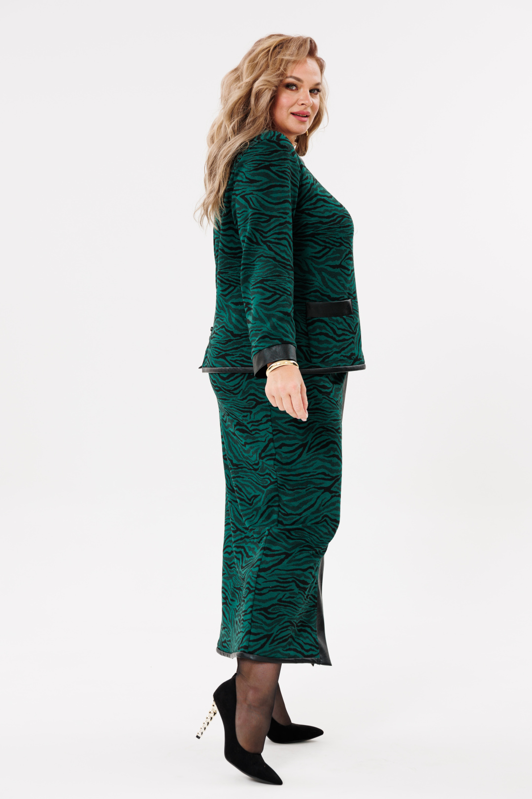Костюм Мишель Шик 1394 зеленый, зебра - фото 3