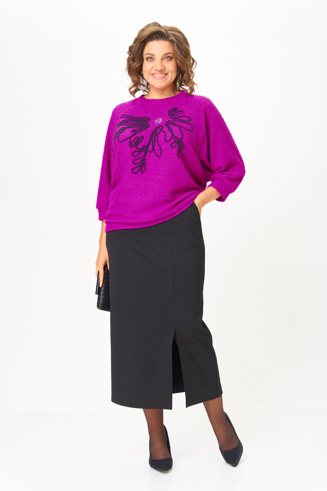 Костюм Мишель Шик 1407 пурпурный + черный - фото 1