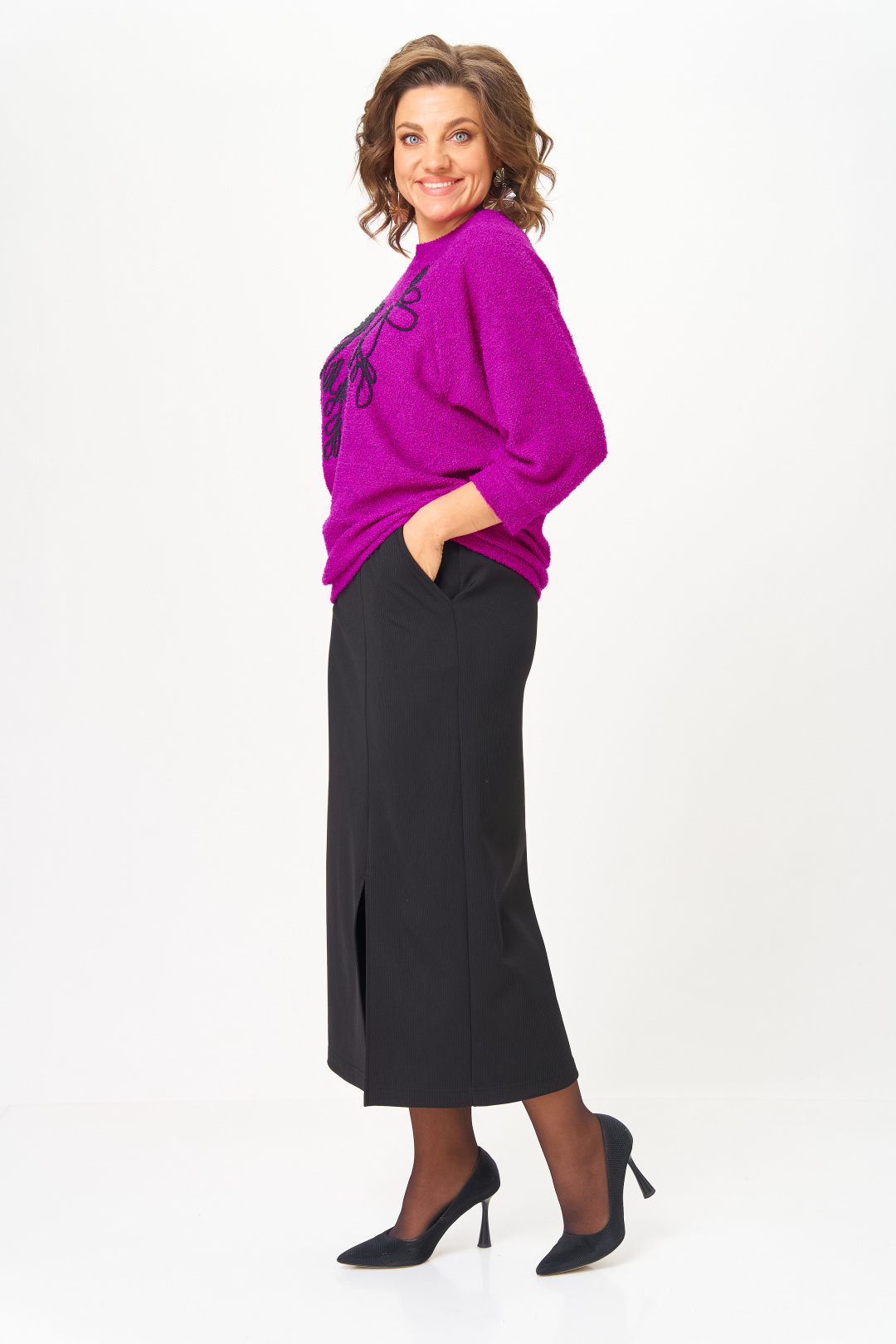 Костюм Мишель Шик 1407 пурпурный + черный - фото 3