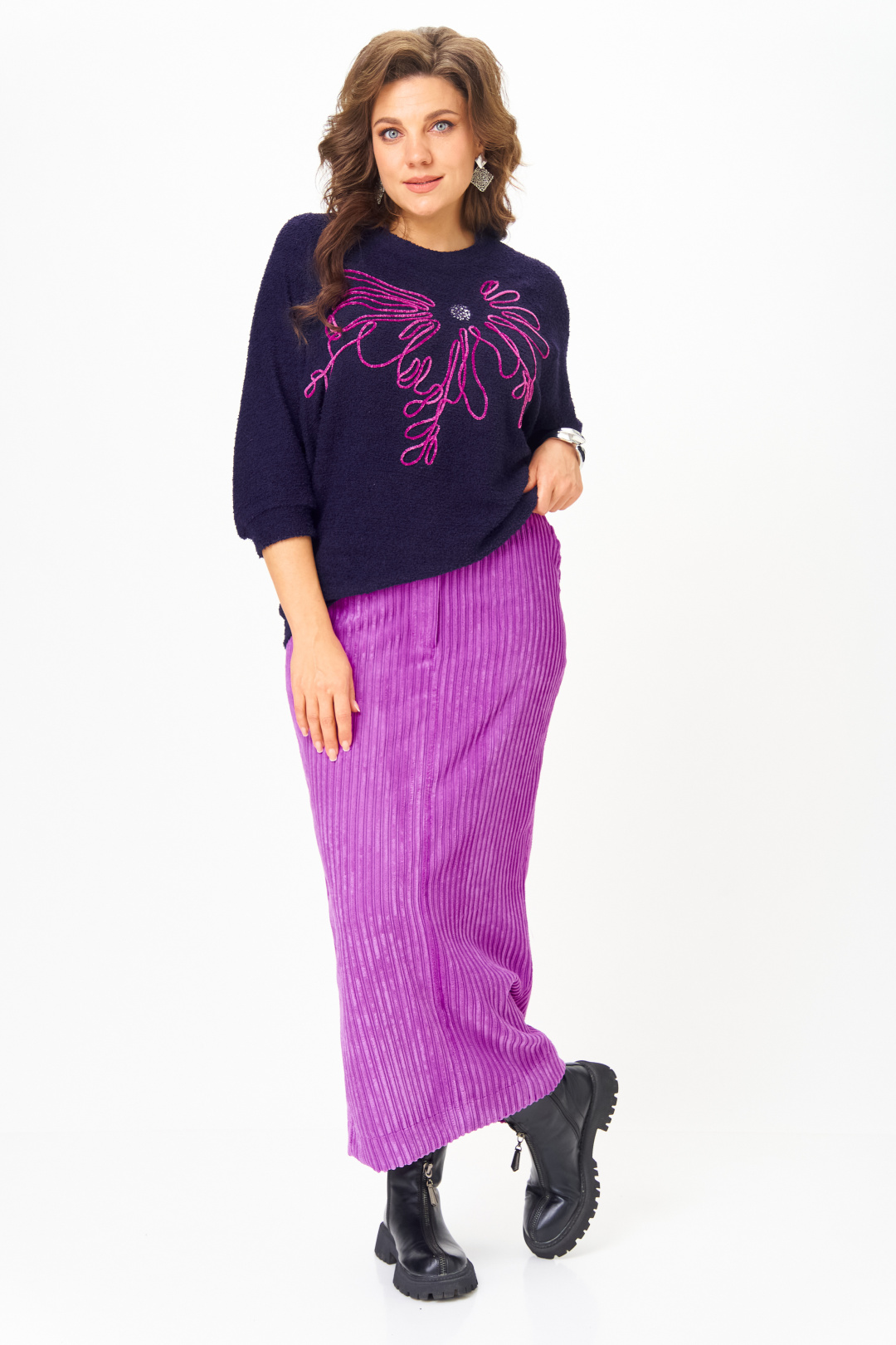 Костюм Мишель Шик 1442 синий + пурпурный - фото 1