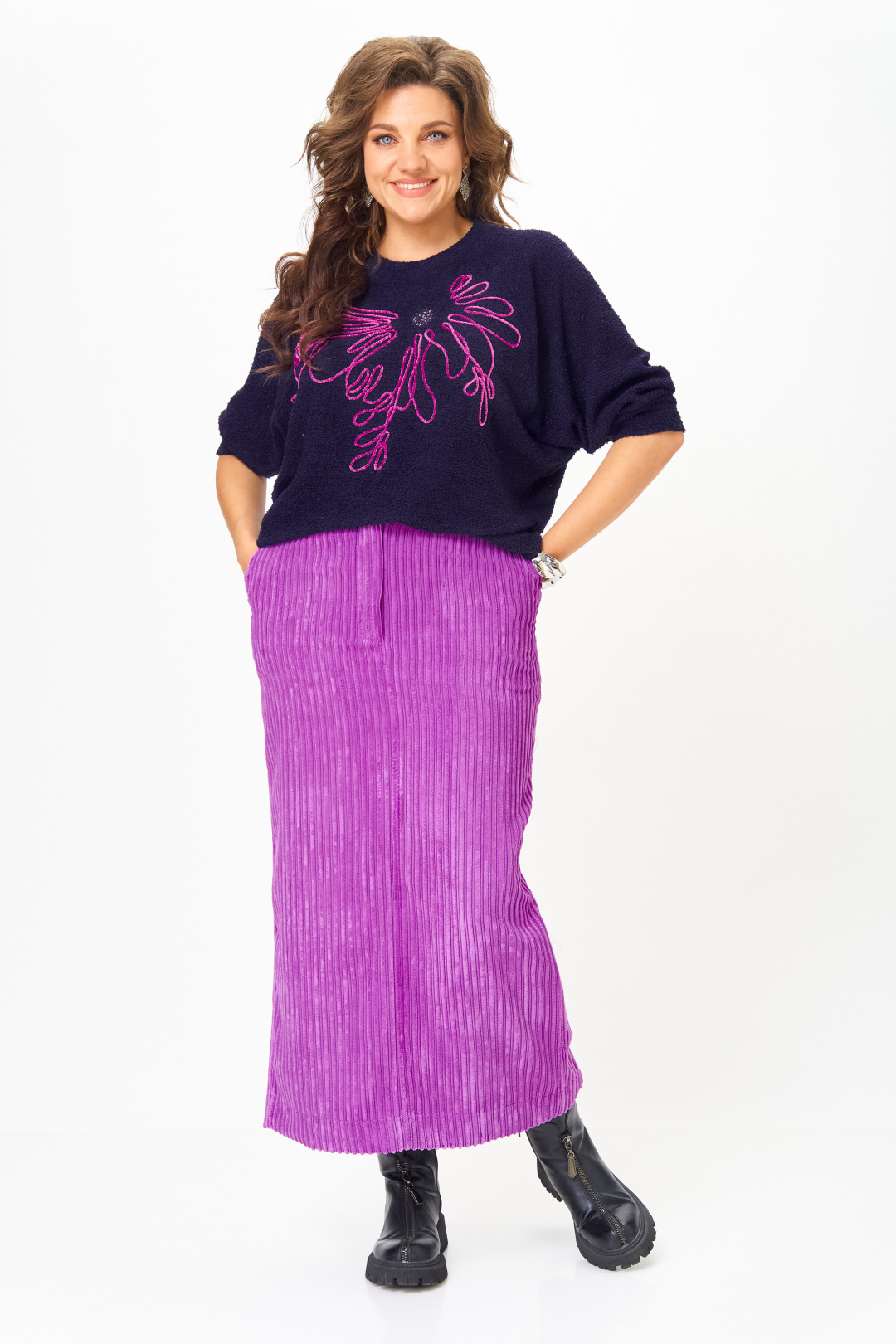 Костюм Мишель Шик 1442 синий + пурпурный - фото 2