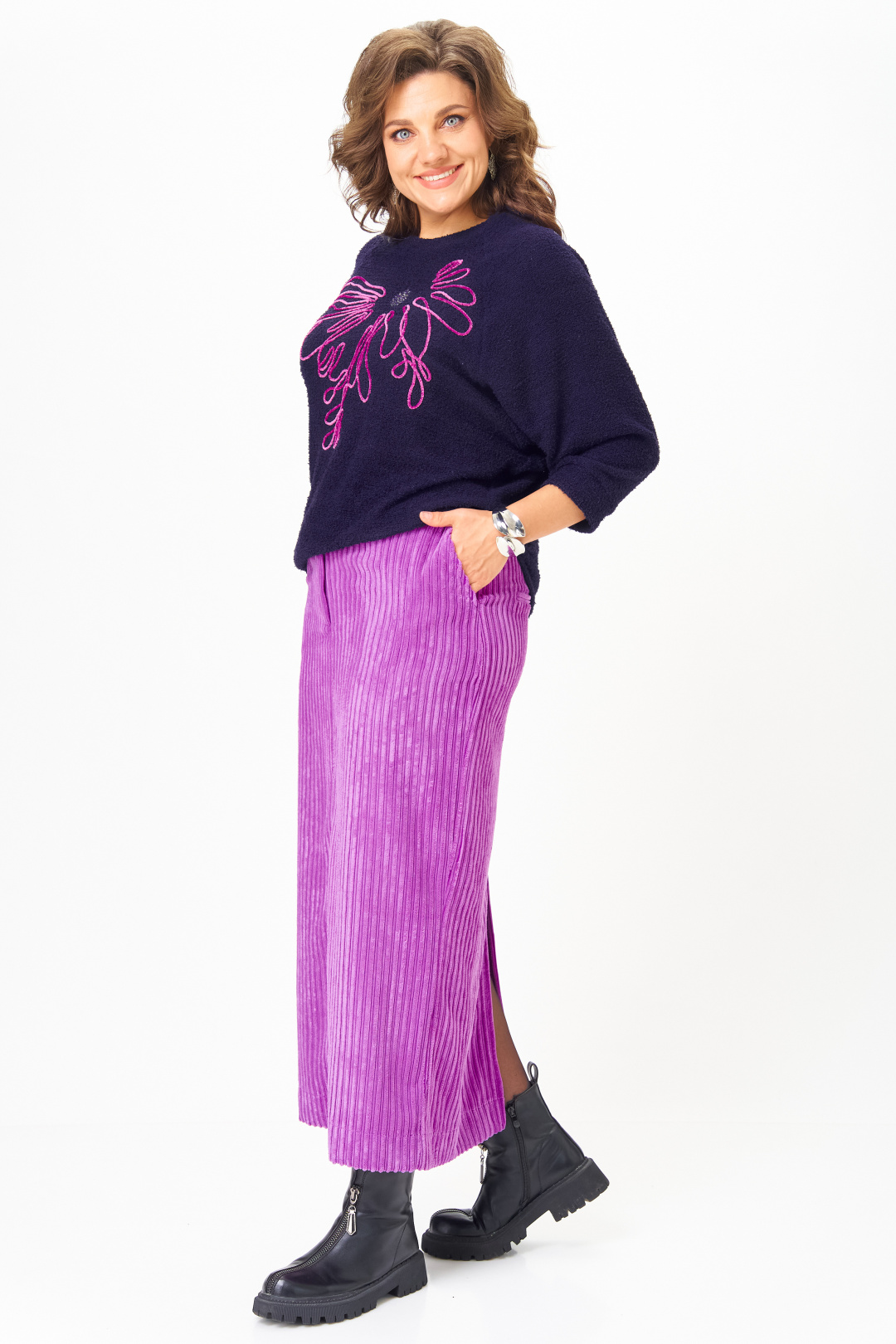 Костюм Мишель Шик 1442 синий + пурпурный - фото 3