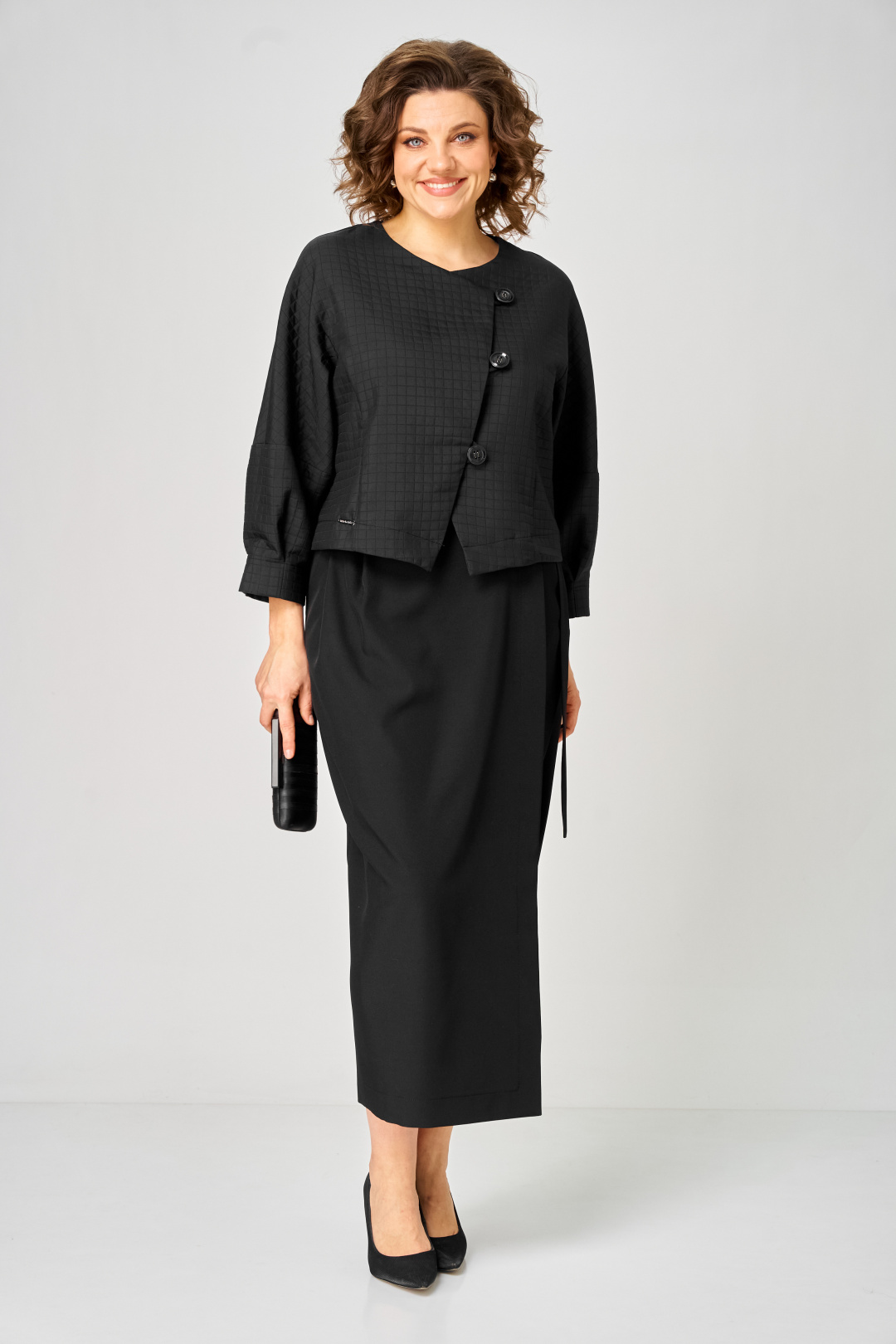 Костюм Мишель Шик 1443 черный кубик - фото 1