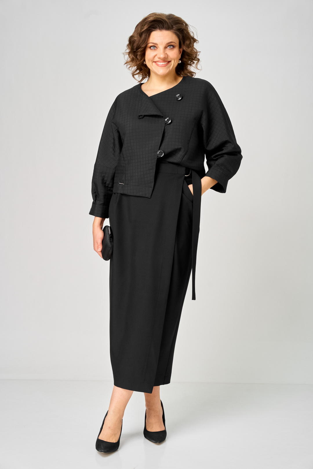 Костюм Мишель Шик 1443 черный кубик - фото 2