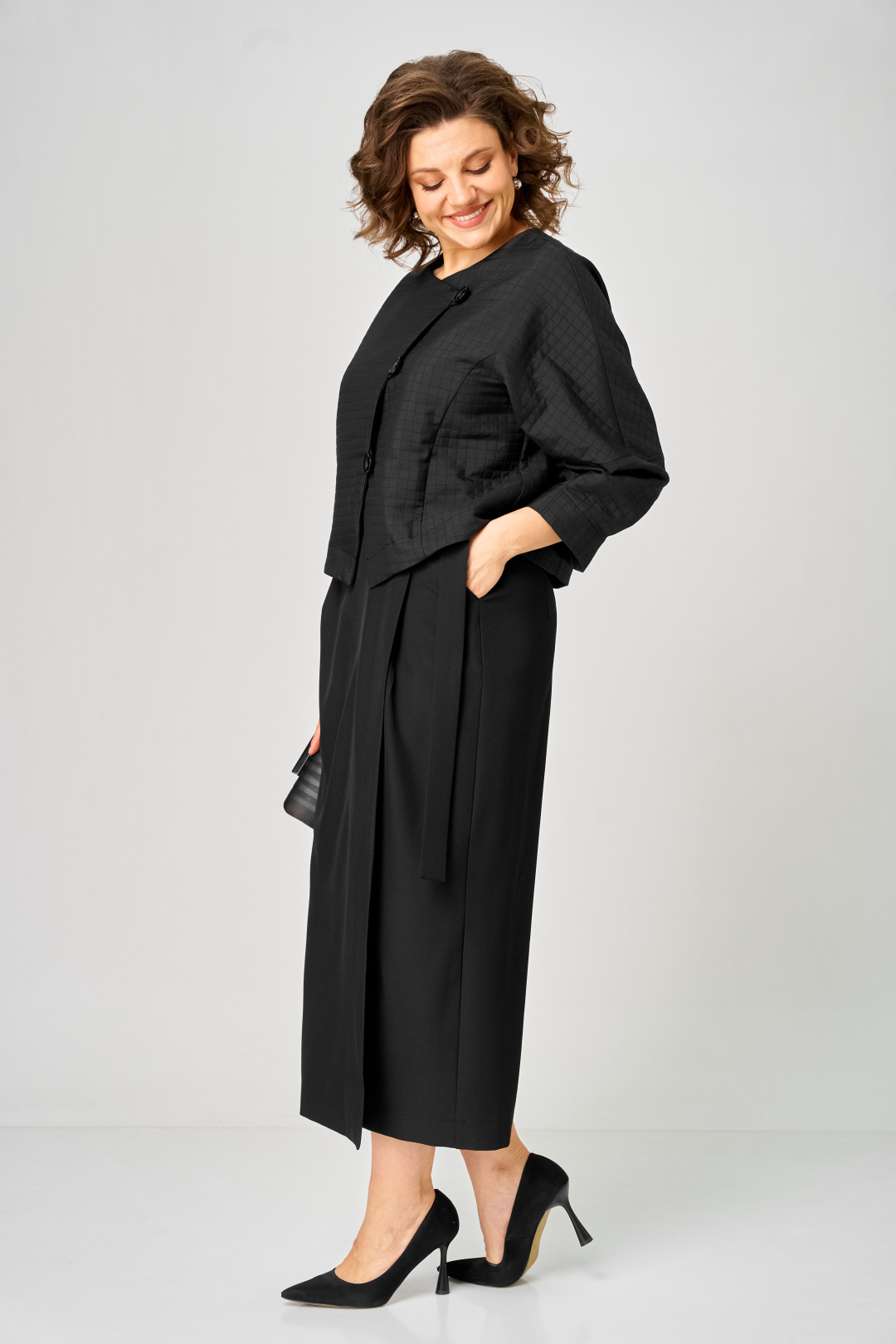 Костюм Мишель Шик 1443 черный кубик - фото 3