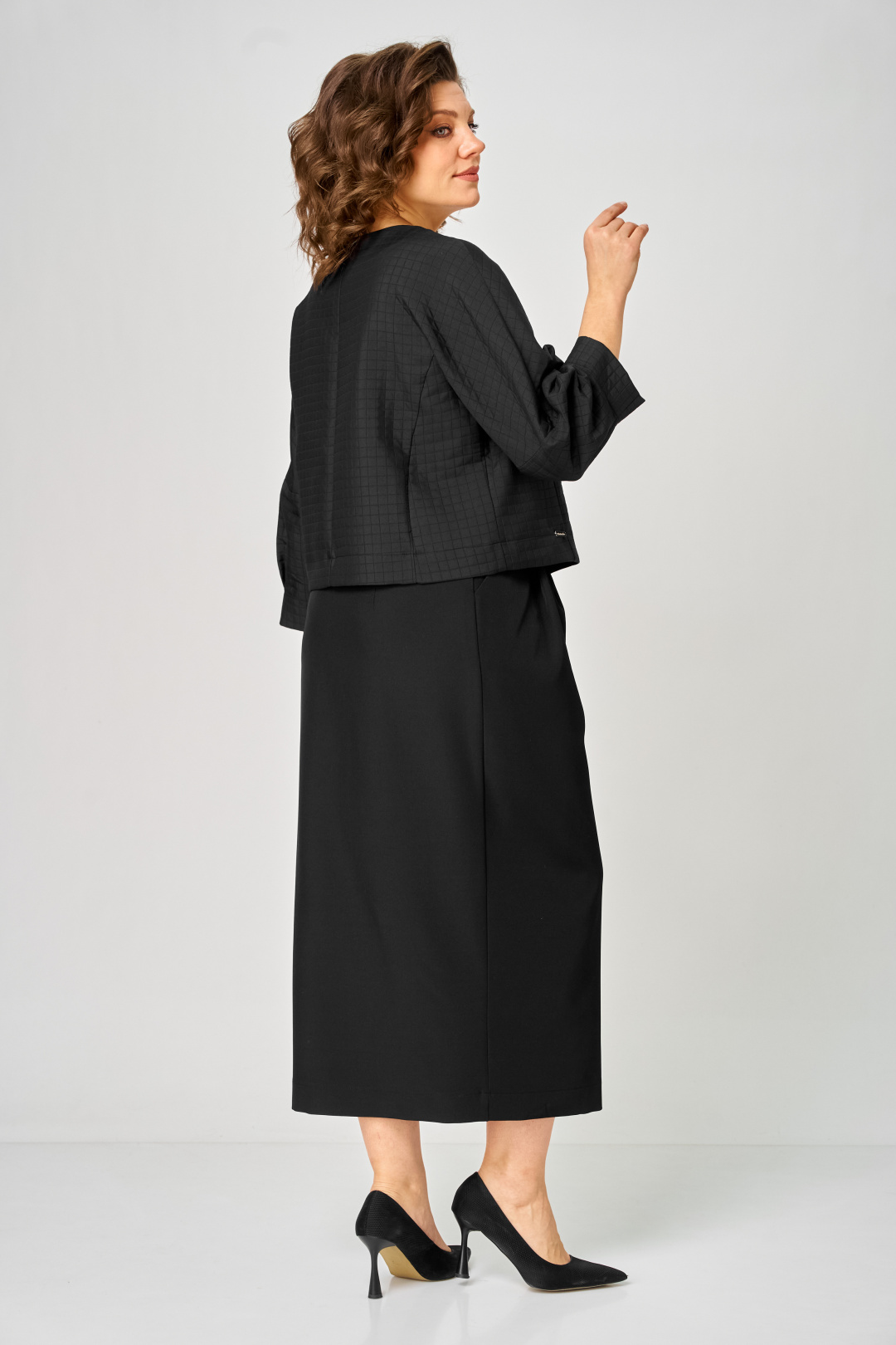 Костюм Мишель Шик 1443 черный кубик - фото 4