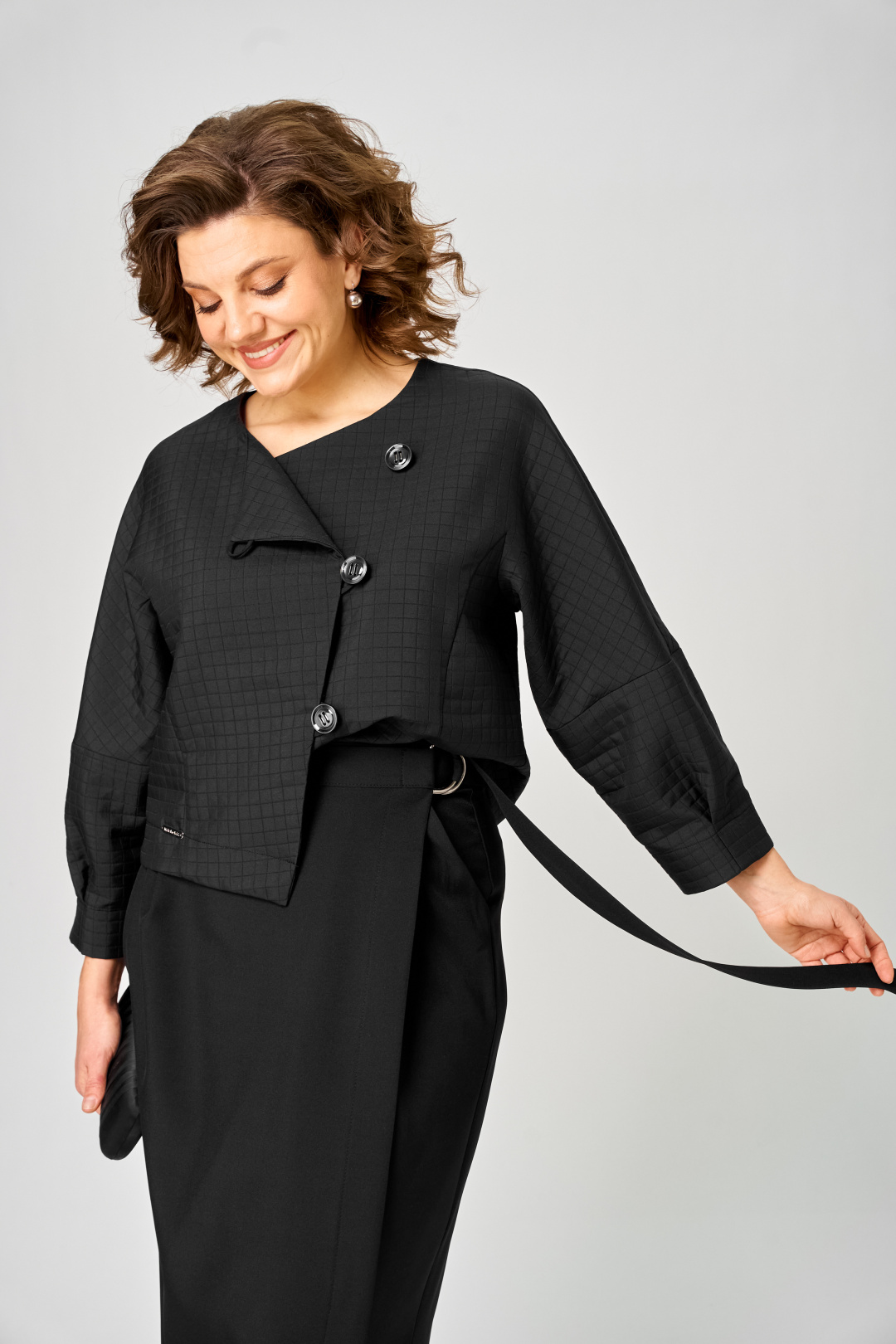 Костюм Мишель Шик 1443 черный кубик - фото 6