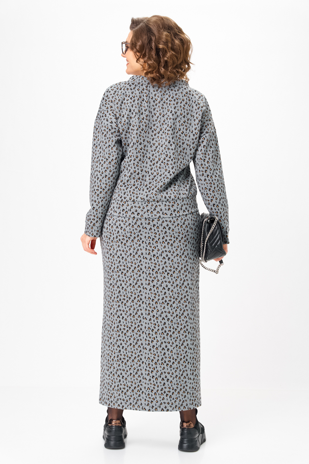 Костюм Мишель Шик 1444 серый+лео - фото 5