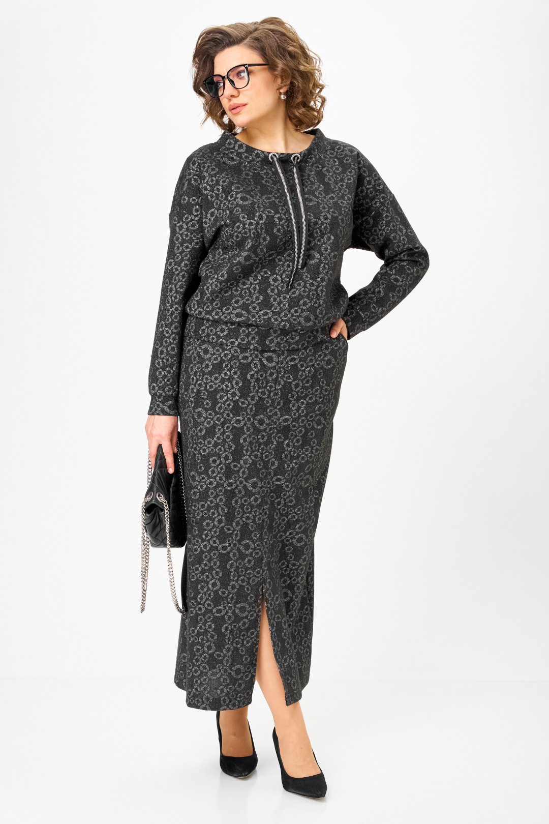 Костюм Мишель Шик 1444 темное серебро - фото 5