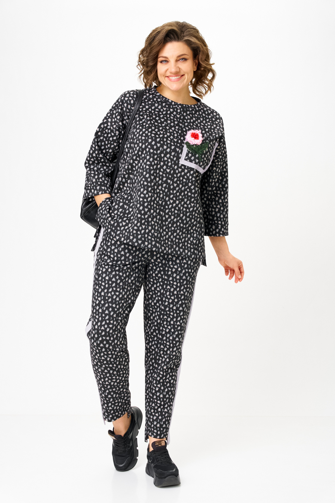 Костюм Мишель Шик 1447 черный+лео - фото 1