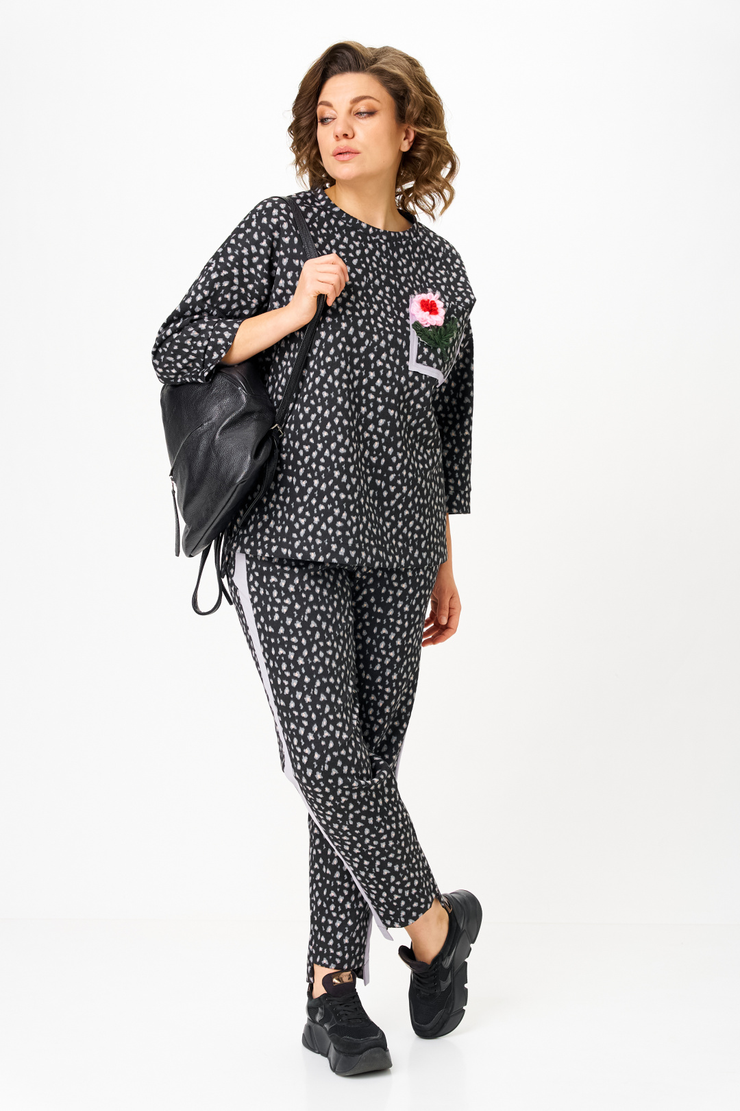 Костюм Мишель Шик 1447 черный+лео - фото 2