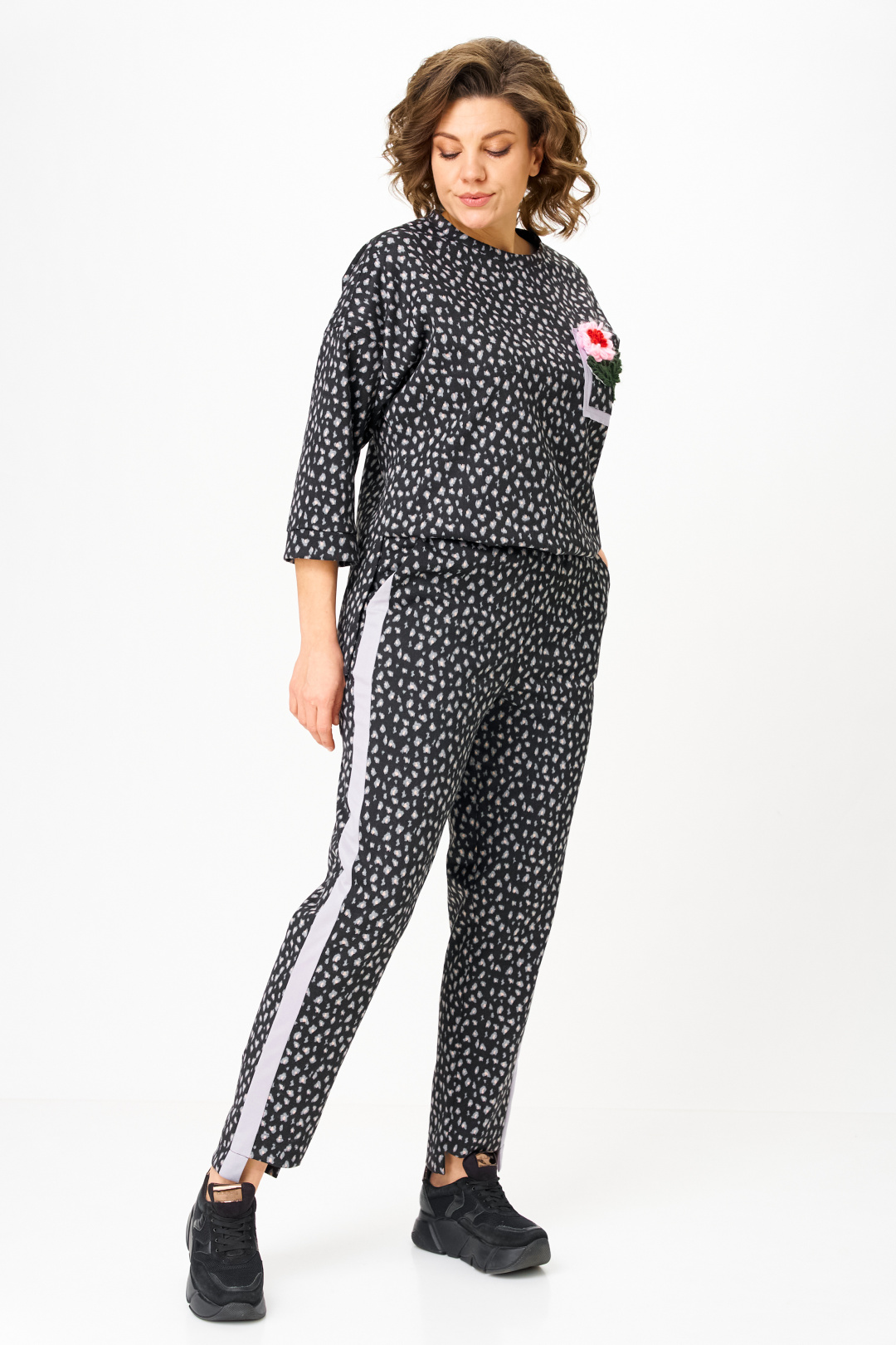 Костюм Мишель Шик 1447 черный+лео - фото 3