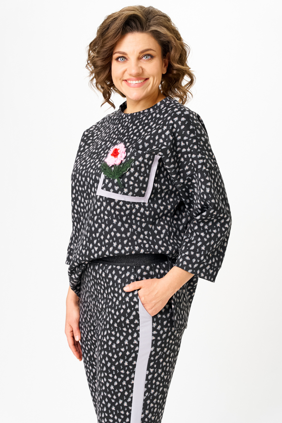 Костюм Мишель Шик 1447 черный+лео - фото 6