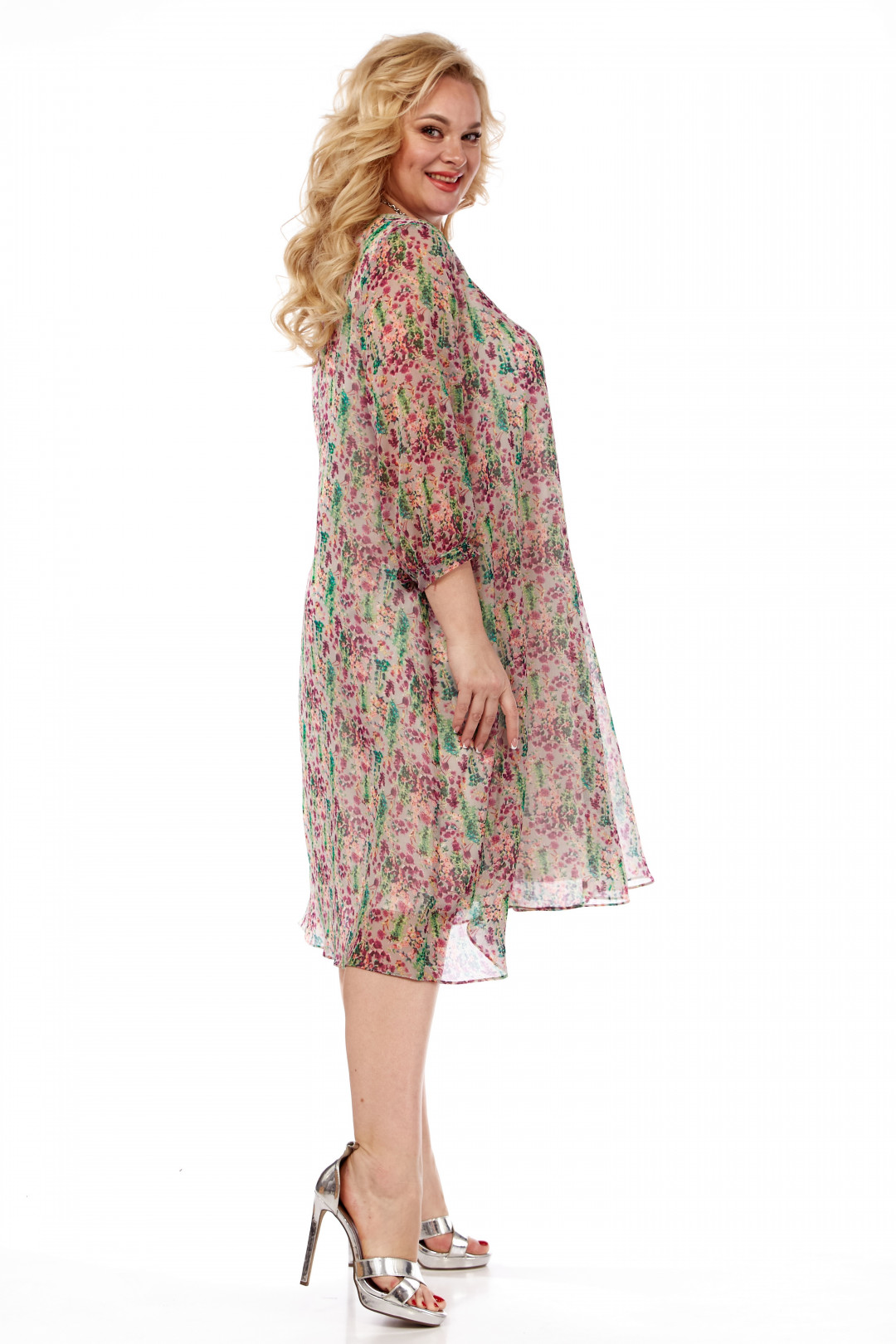 Платье Мишель Шик 2127 бежевый, цветы - фото 3