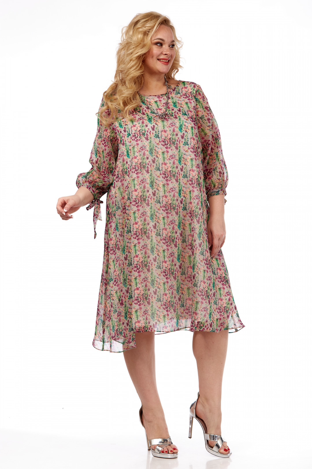 Платье Мишель Шик 2127 бежевый, цветы - фото 4