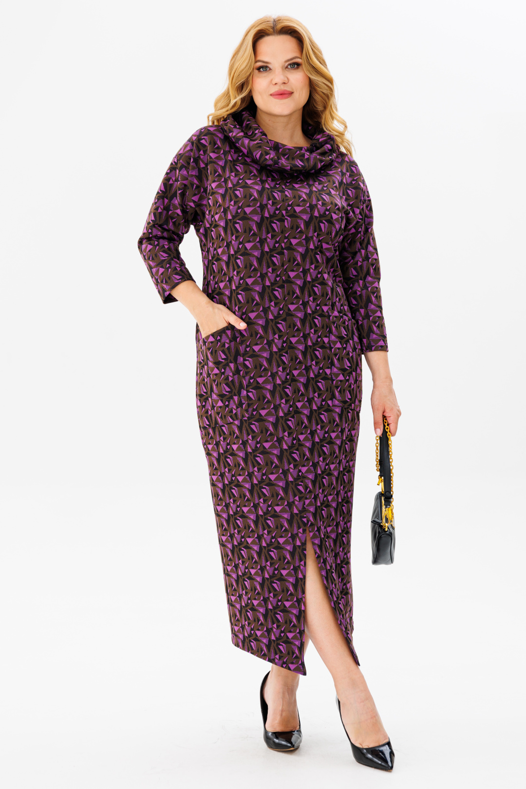 Платье Мишель Шик 2145/1 фиолетовый, черный, коричневый - фото 2