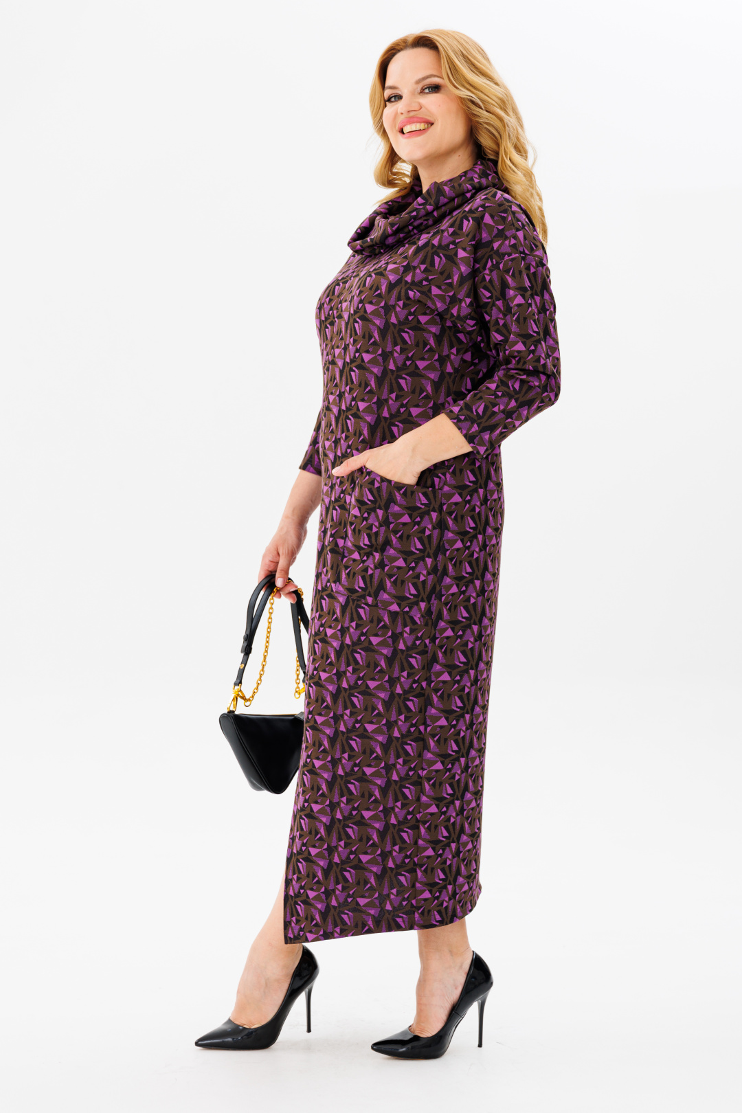 Платье Мишель Шик 2145/1 фиолетовый, черный, коричневый - фото 3